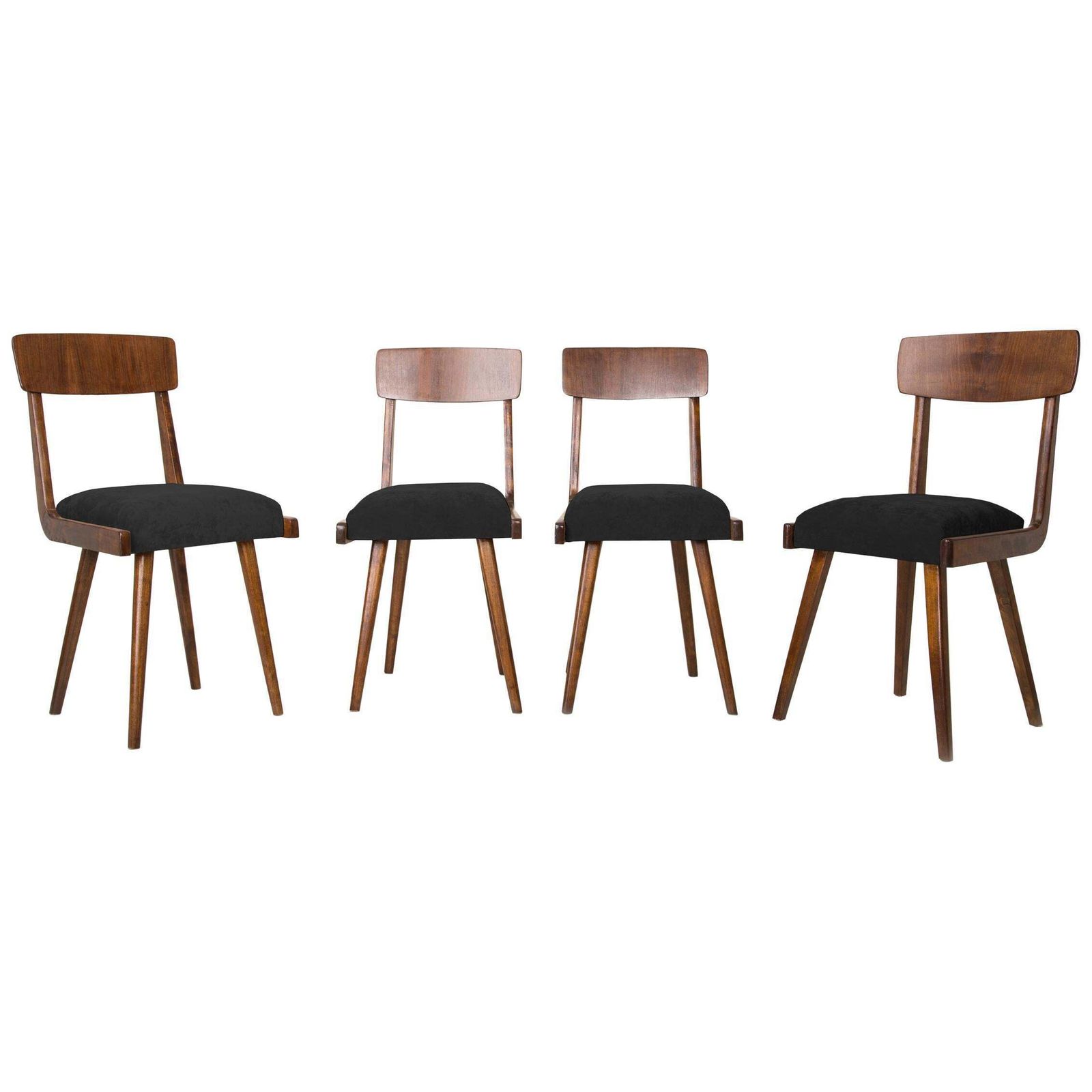 Set Van Vier Zwarthouten Stoelen Uit De 20e Eeuw, Jaren 1960