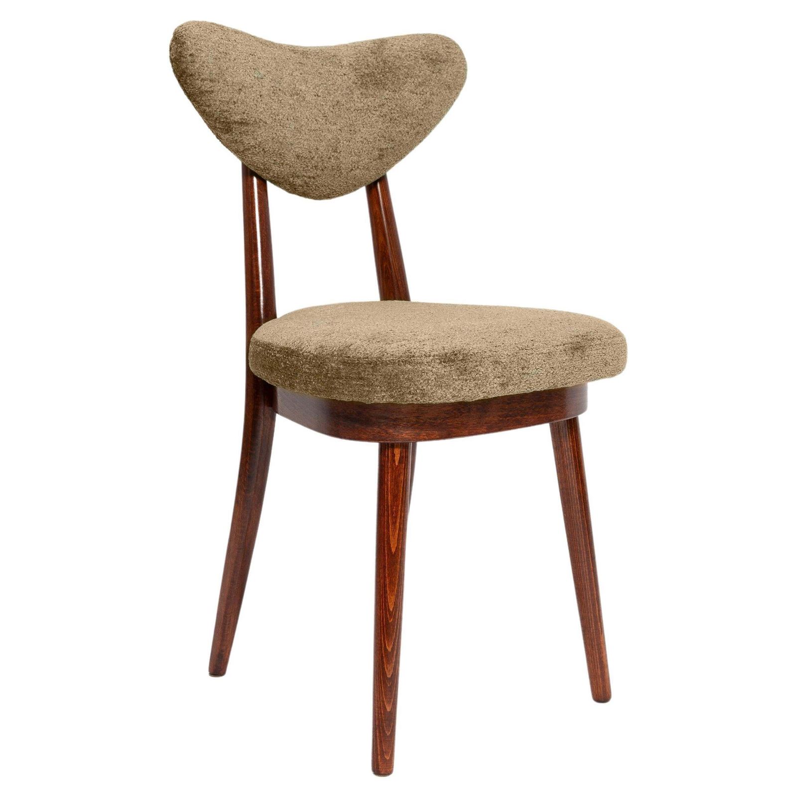 Mid Century Vintage Olive Green Heart Velvet Chair, Europe, 1960s