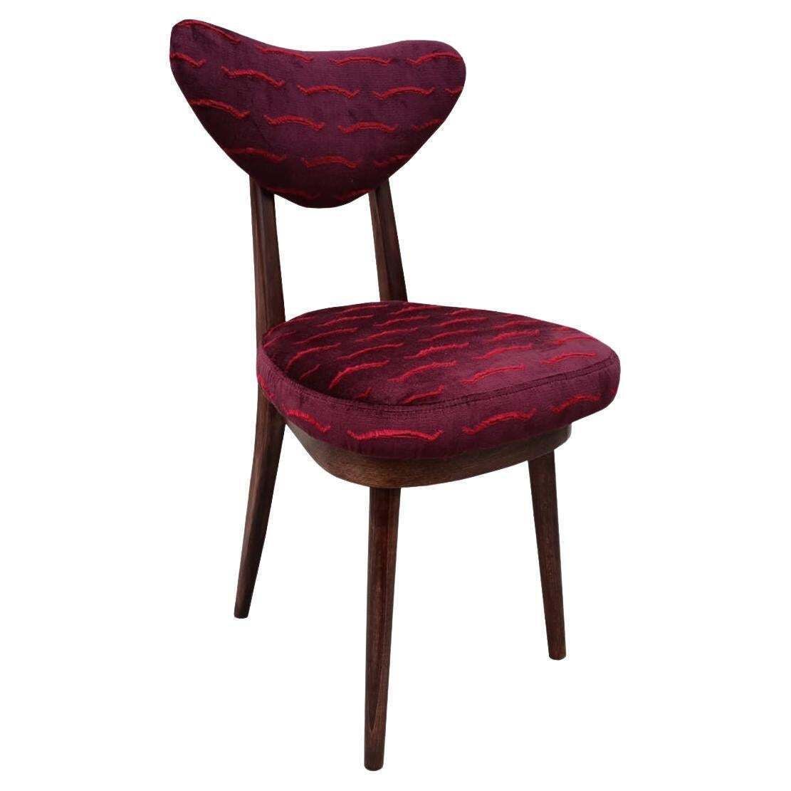 Mid Century Heart Chair In Nouvelles Vagues Burgundy Velvet, Europe, 1960s