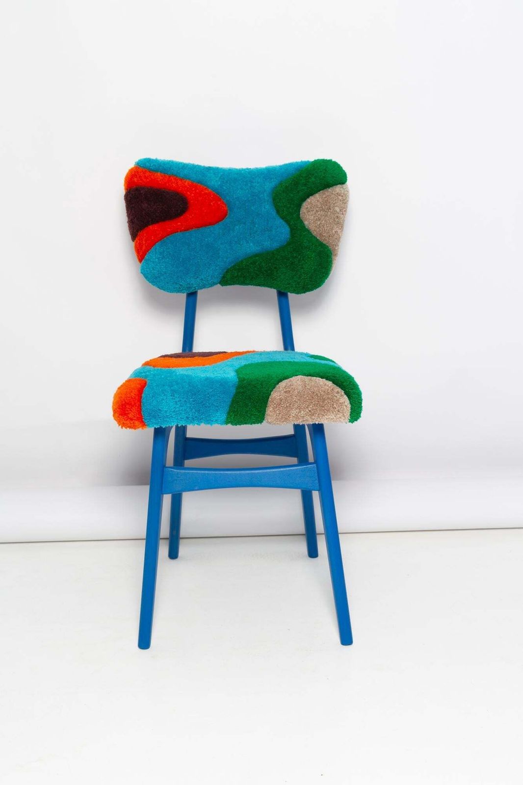 Mid Century Butterfly Stoel, Handgeknoopt Wol In Blauw, Groen En Oranje, Europa, Jaren 1960 photo vinterior