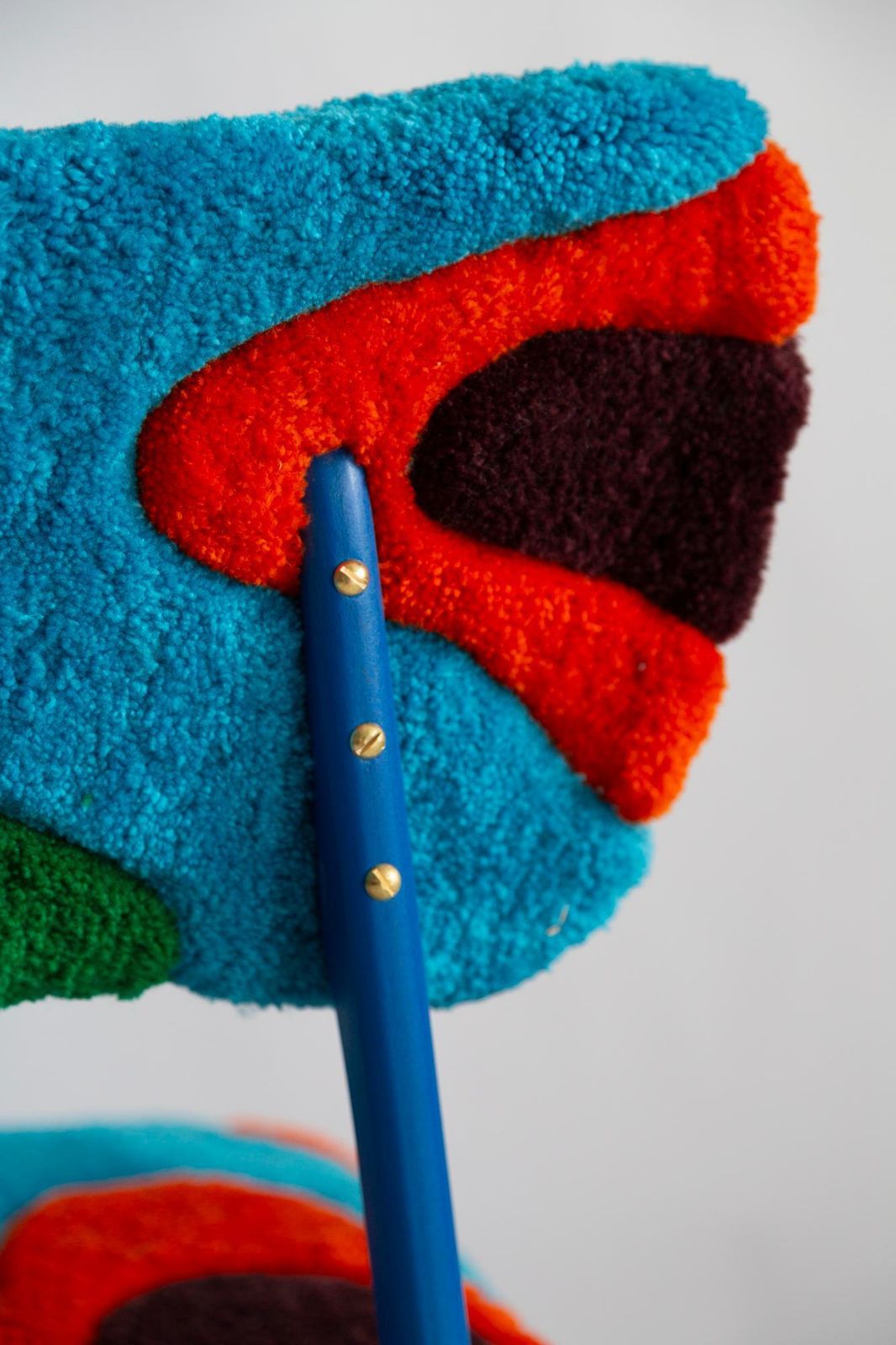 photo for sale Mid Century Butterfly Chair, Hand Tufting Blue Green Orange Wool, Europe, 1960s