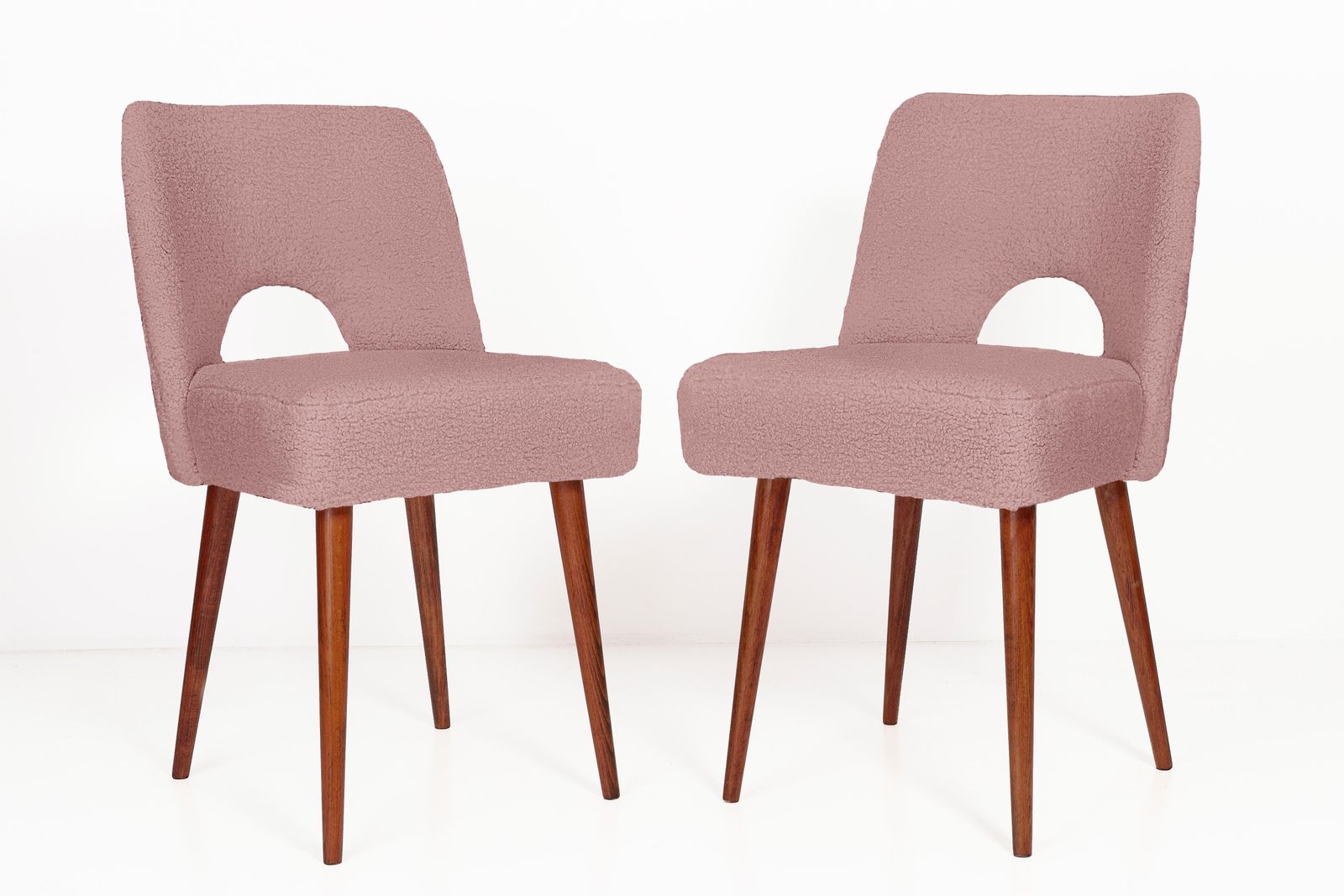 Set Of Two Pink Boucle 'Shell' Chairs, 1960s photo furniture