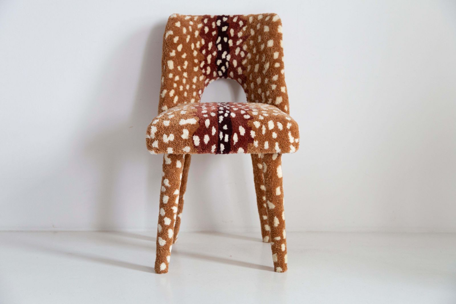 Mid Century Hand Tufting Roe Deer Bambi Wool Shell Chair, Europe, 1960s photo for sale