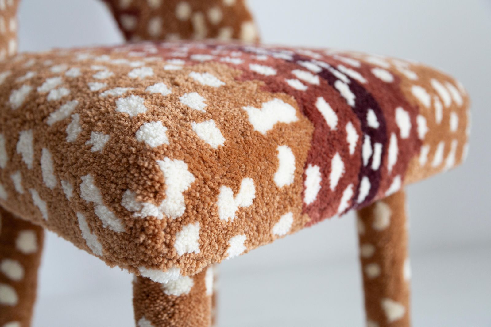 photo vinterior Mid Century Hand Tufting Roe Deer Bambi Wool Shell Chair, Europe, 1960s