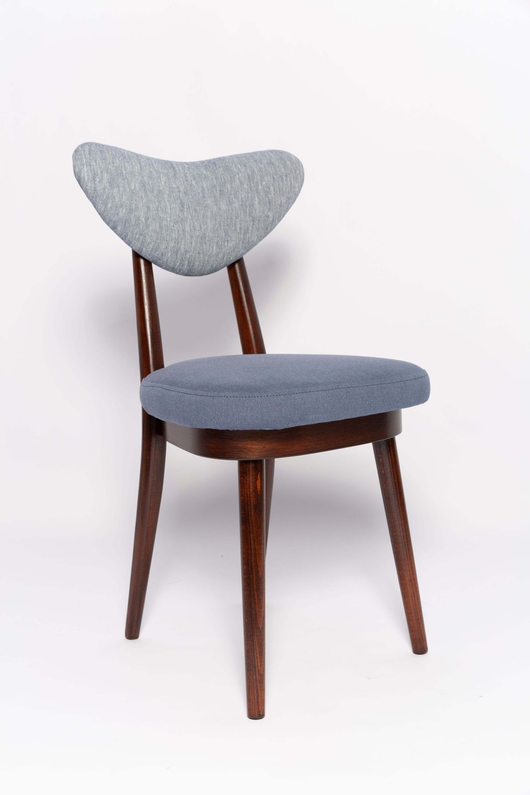 Set Of Four Midcentury Light And Medium Blue Denim Heart Chairs, Europe, 1960s photo 1702.0