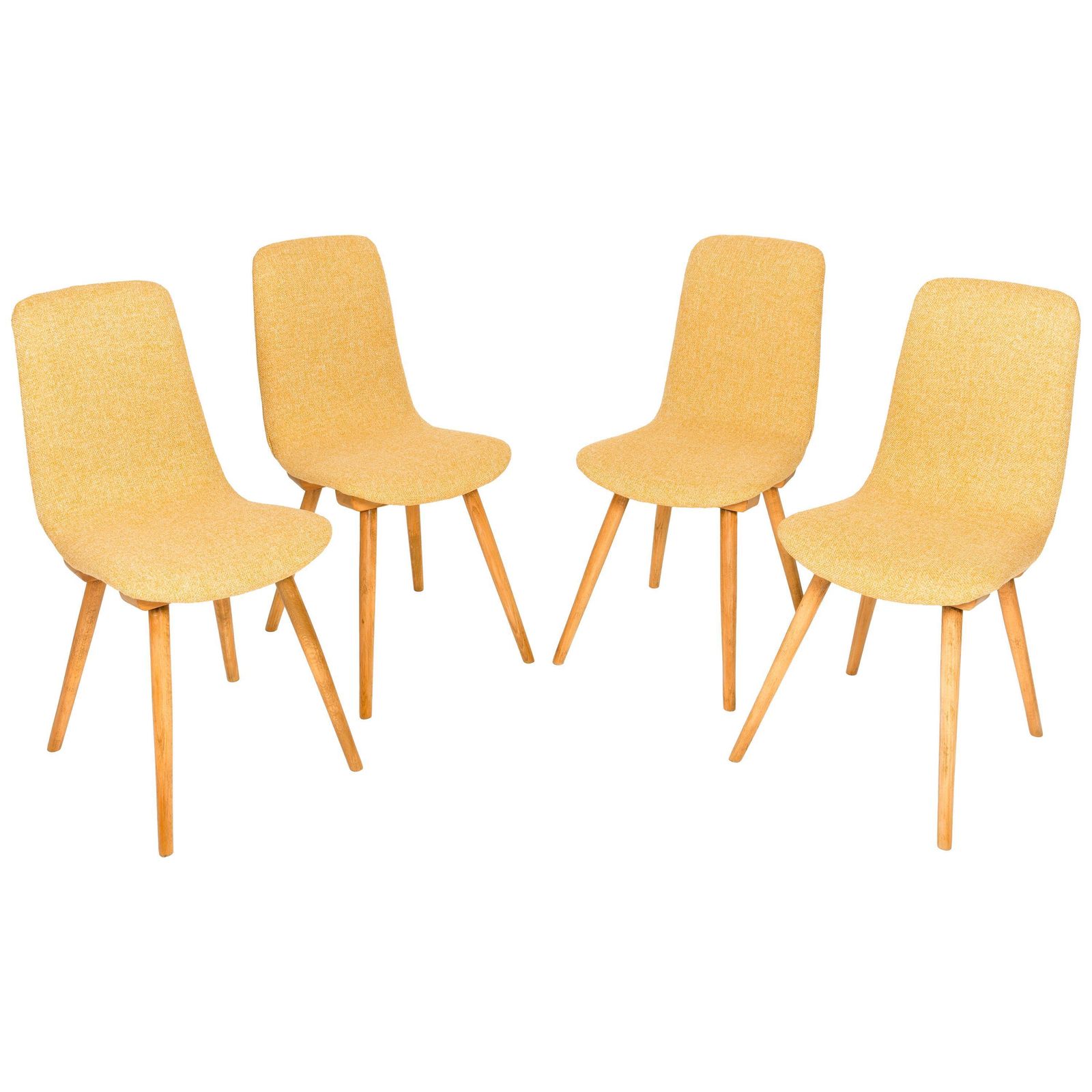 Set Van Vier Vintage Fameg Stoelen In Geel, Ca. Jaren 1960, Polen