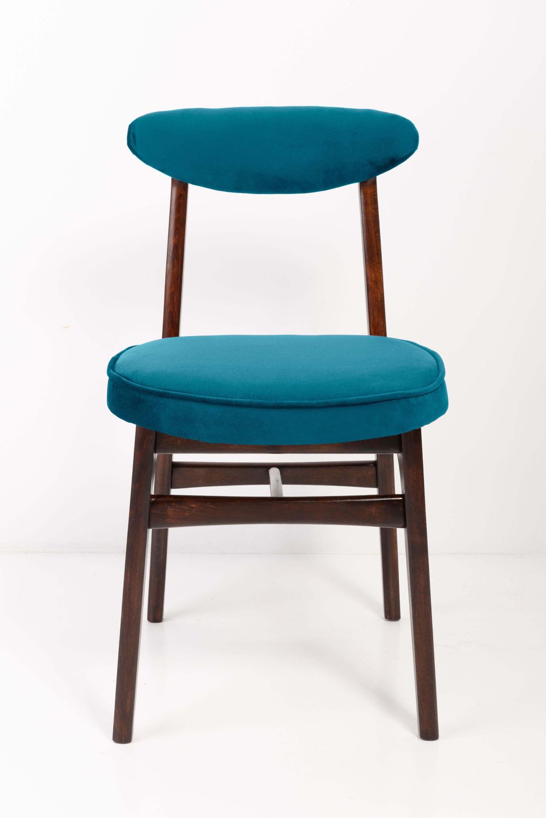 Four 20th Century Petrol Blue Velvet Chairs By Rajmund Halas, Europe, 1960s photo 2041.0