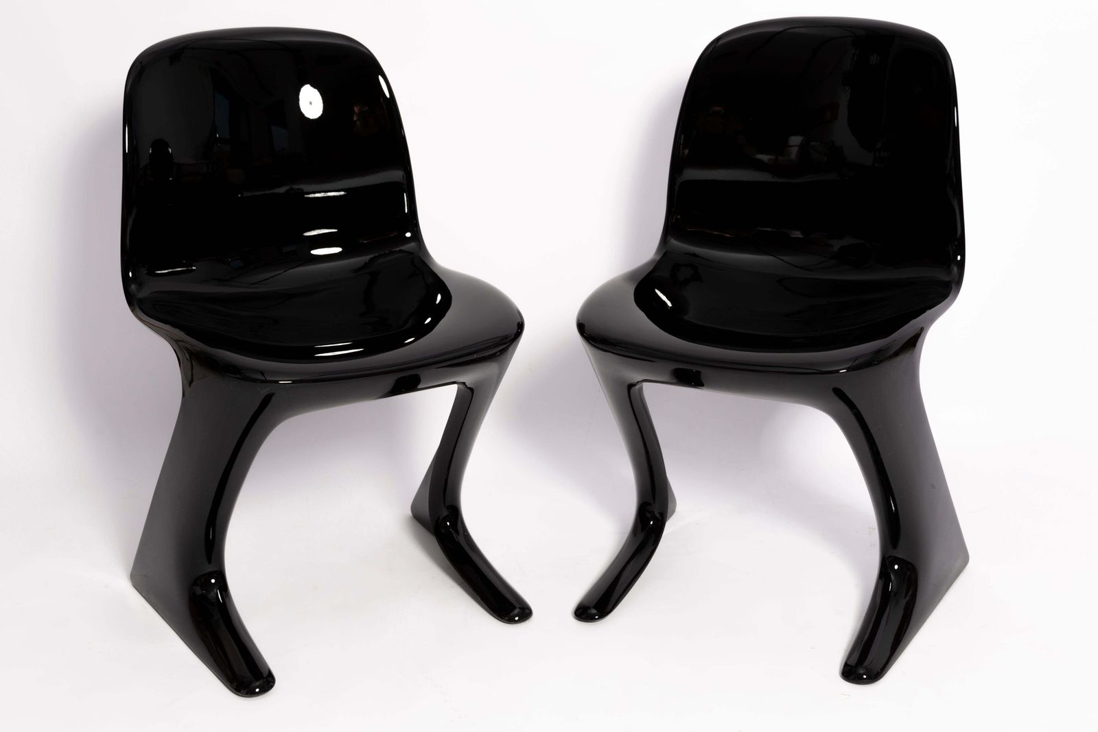 2038.0 Two Mid Century Black Kangaroo Chairs Designed By Ernst Moeckl, Germany, 1960s photo