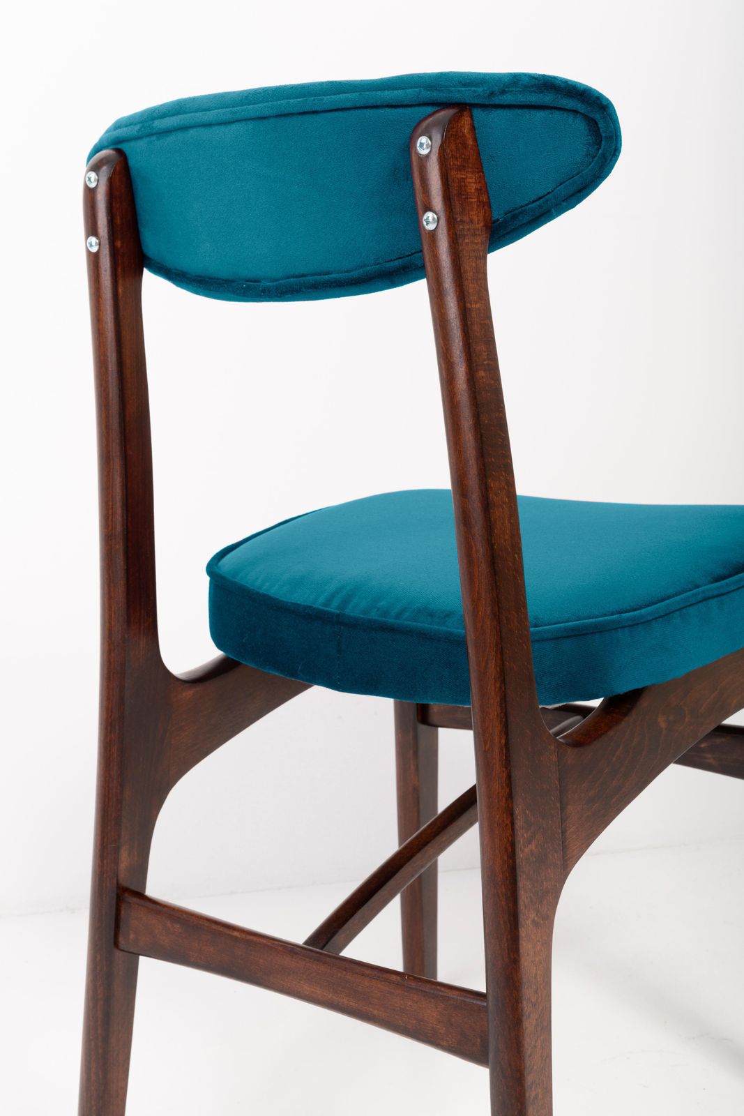 photo furniture Four 20th Century Petrol Blue Velvet Chairs By Rajmund Halas, Europe, 1960s