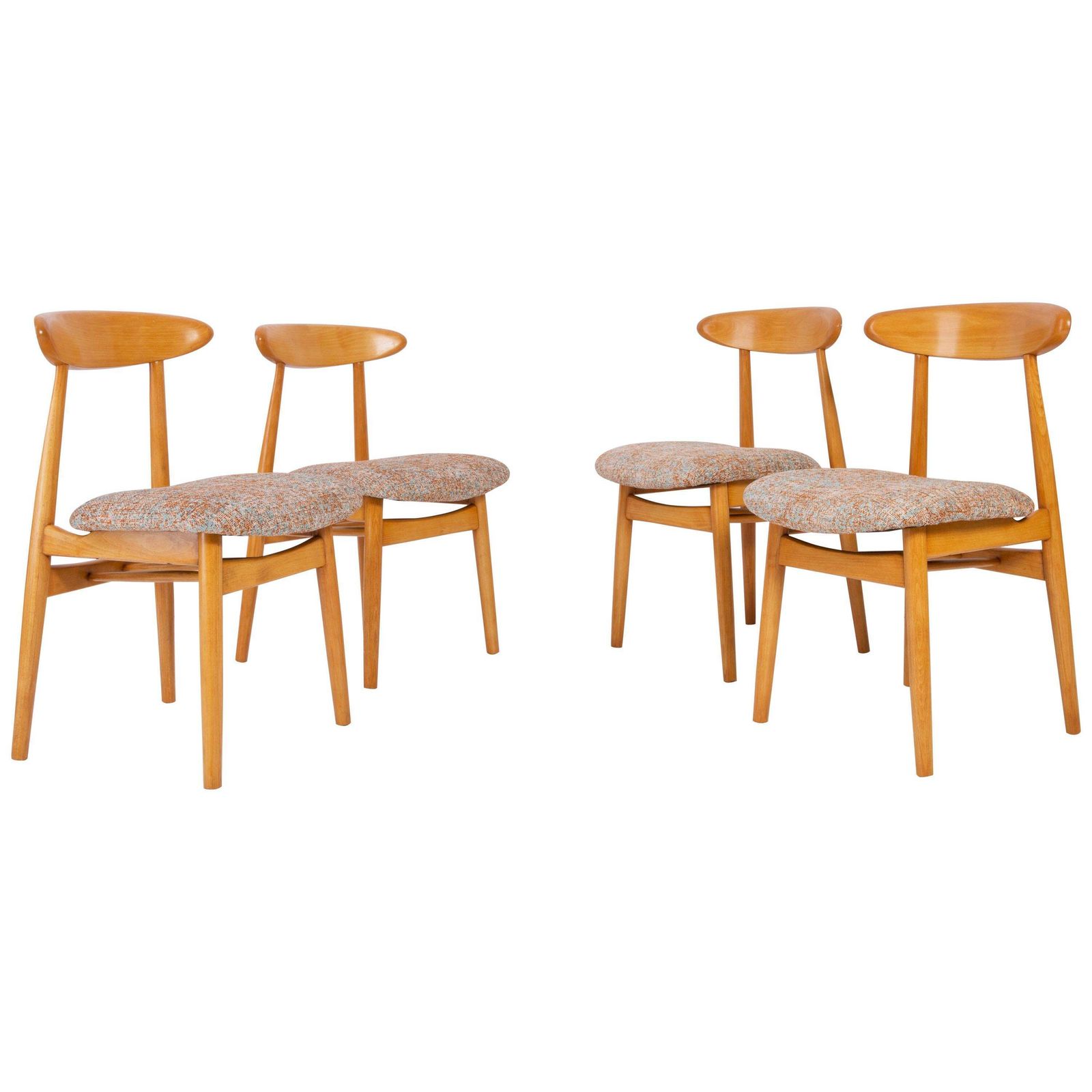 Set Of Four Midcentury Black Pixel Dining Chairs, 1960s