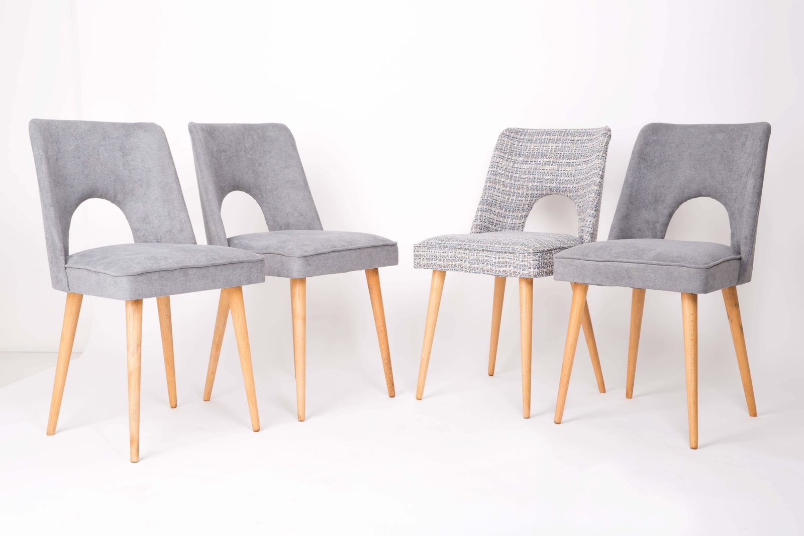 Set Of Four Mid Century Grey "Shell" Chairs, Europe, 1960s. photo furniture