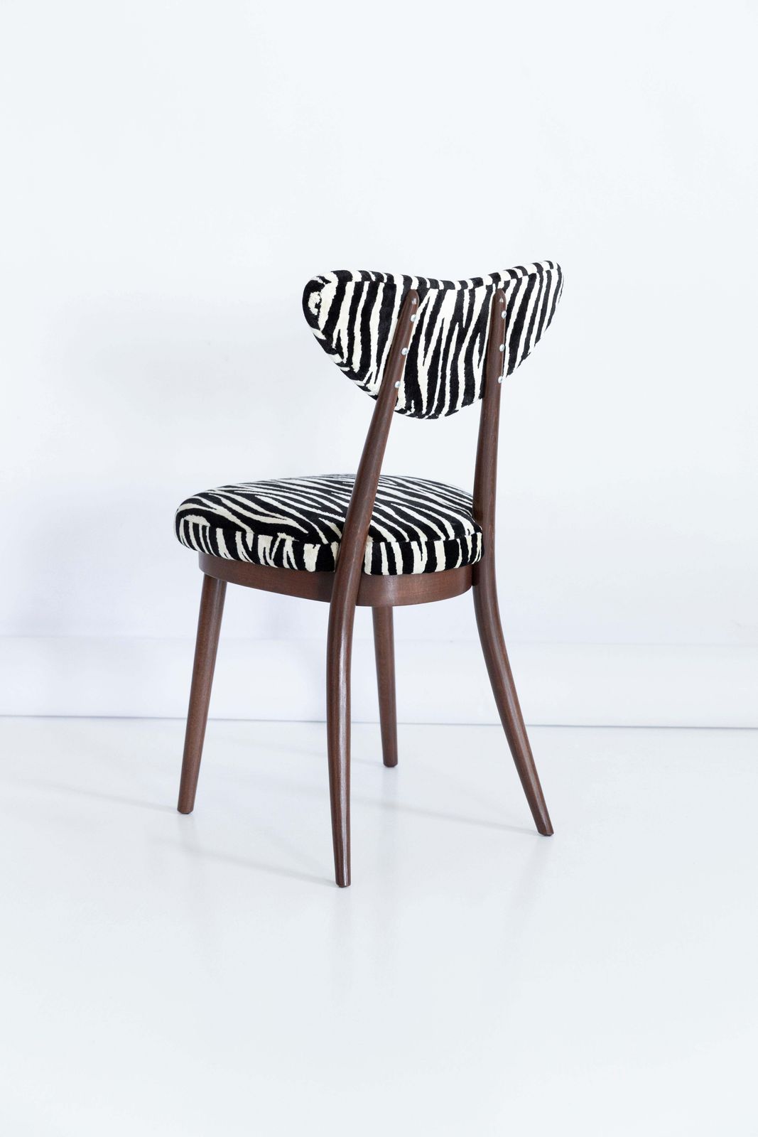 photo for sale Set Midcentury Zebra Black White Heart Chairs, Hollywood Regency, Poland, 1960s
