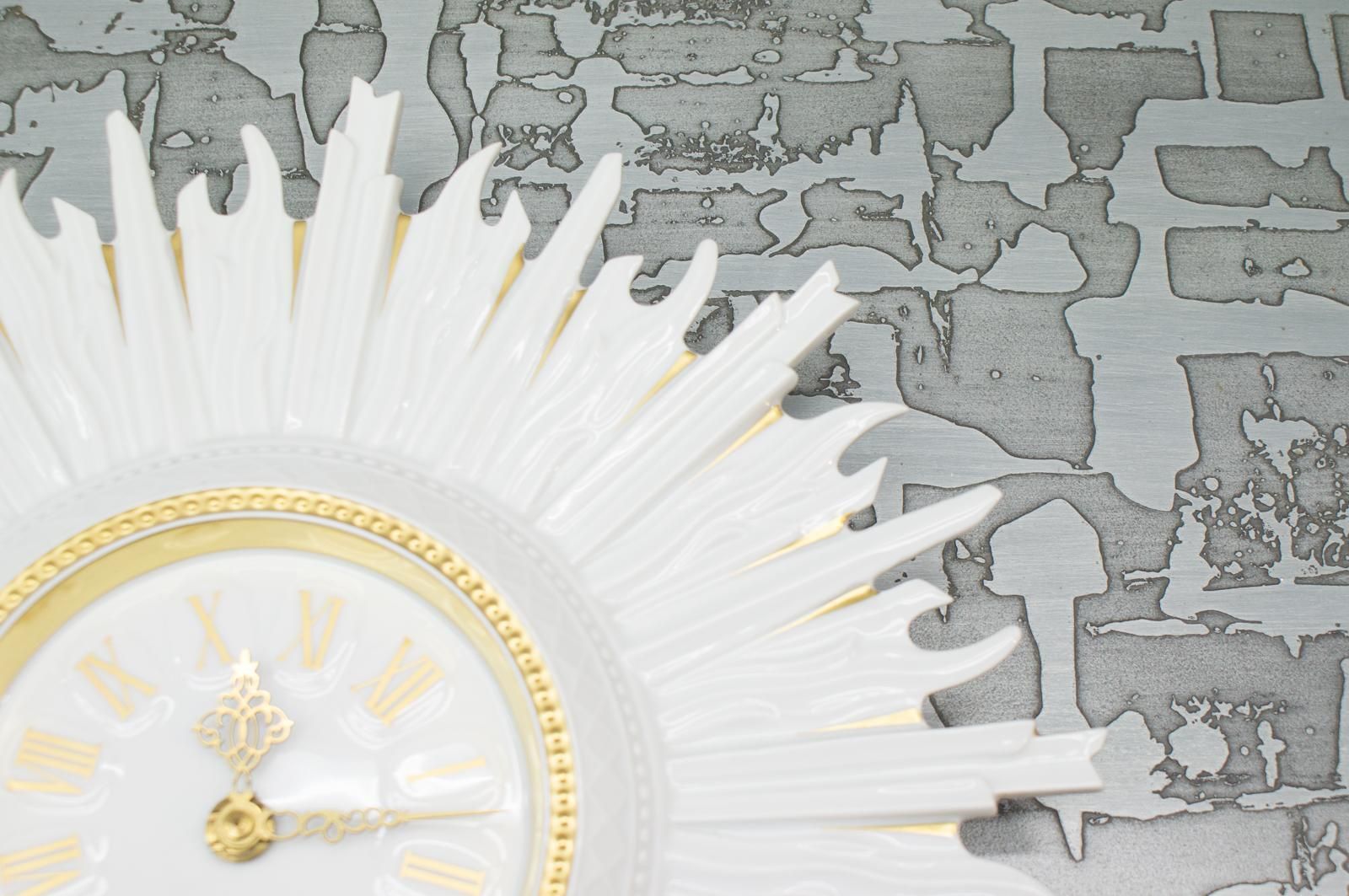 Very Rare Hutschenreuther Sunburst Wall Clock In Porcelain, Germany, 1960s photo buy