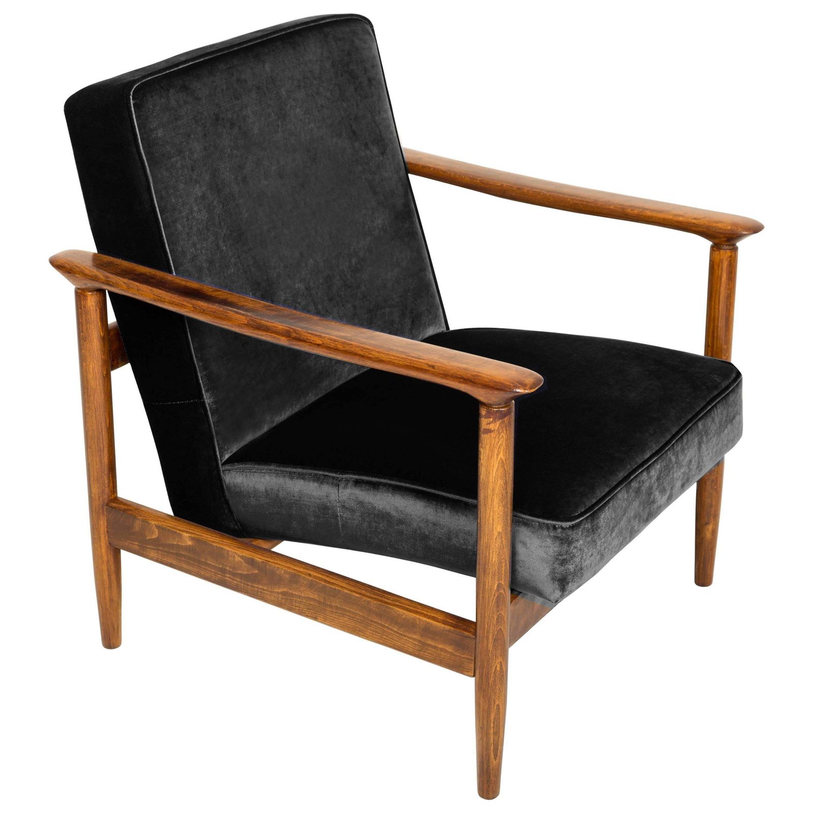 Black Velvet Armchair, Designed By Edmund Homa, 1960s