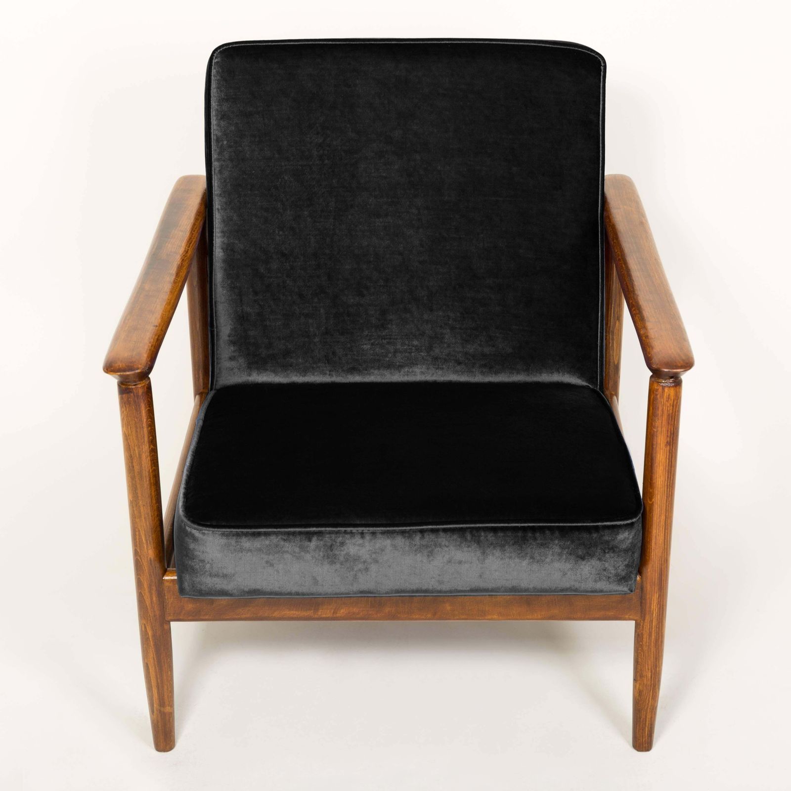 Black Velvet Armchair, Designed By Edmund Homa, 1960s photo for sale