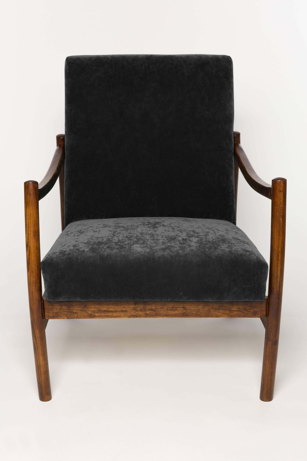 Mid Century Club Armchair, Black Velvet, Europe, 1960s. photo for sale