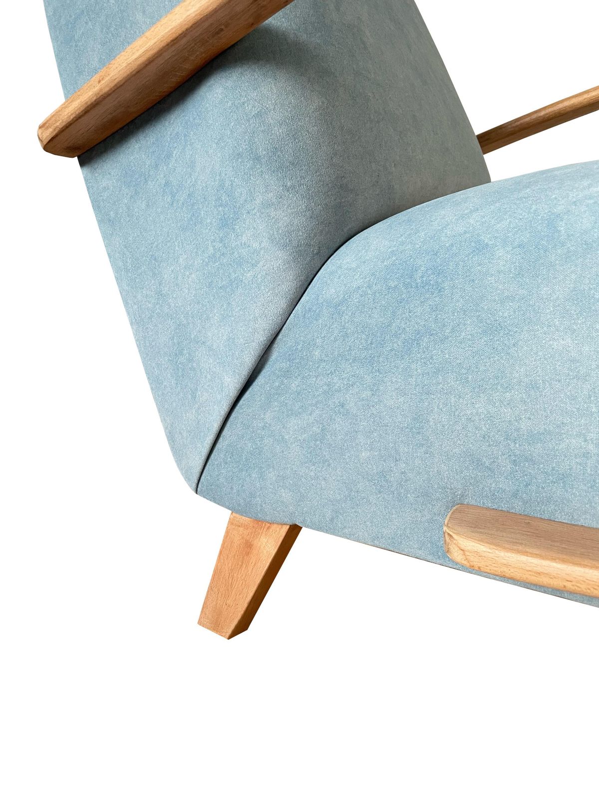 photo furniture Mid Century Blue Velvet Armchair By J. Halabala, Czech Republic, 1950s