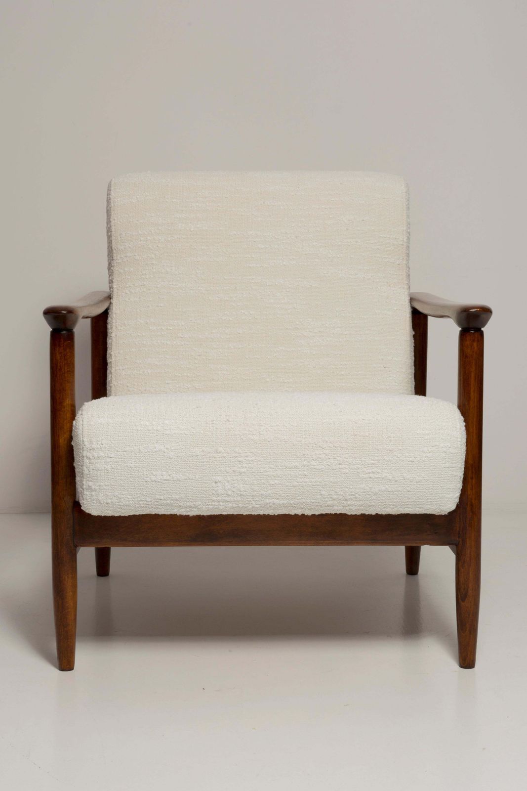 Mid Century White Boucle Armchair, Gfm 142, Edmund Homa, Europe, 1960s photo vintage
