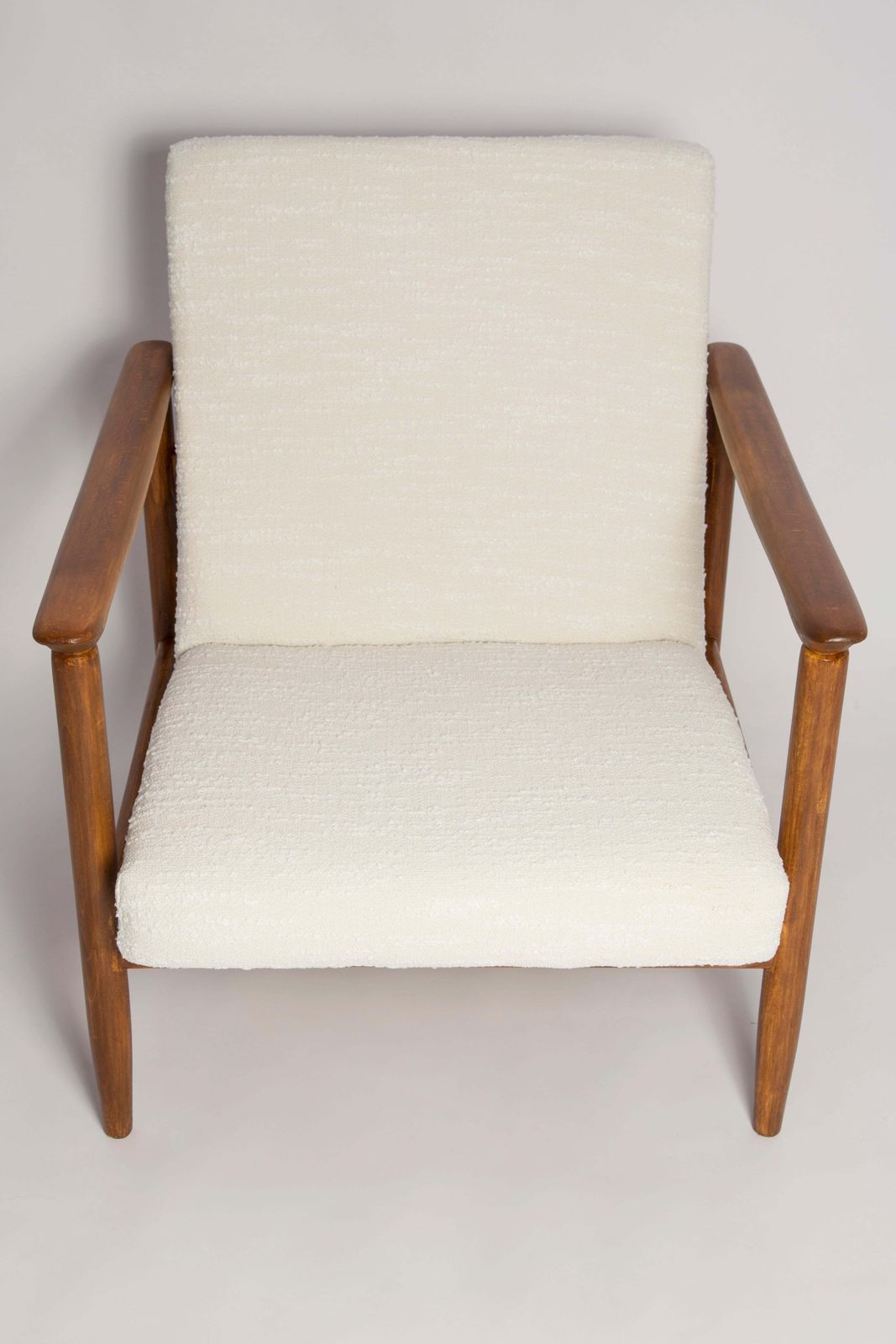photo buy Mid Century Witte Bouclé Fauteuil, Gfm 142, Edmund Homa, Europa, Jaren 1960