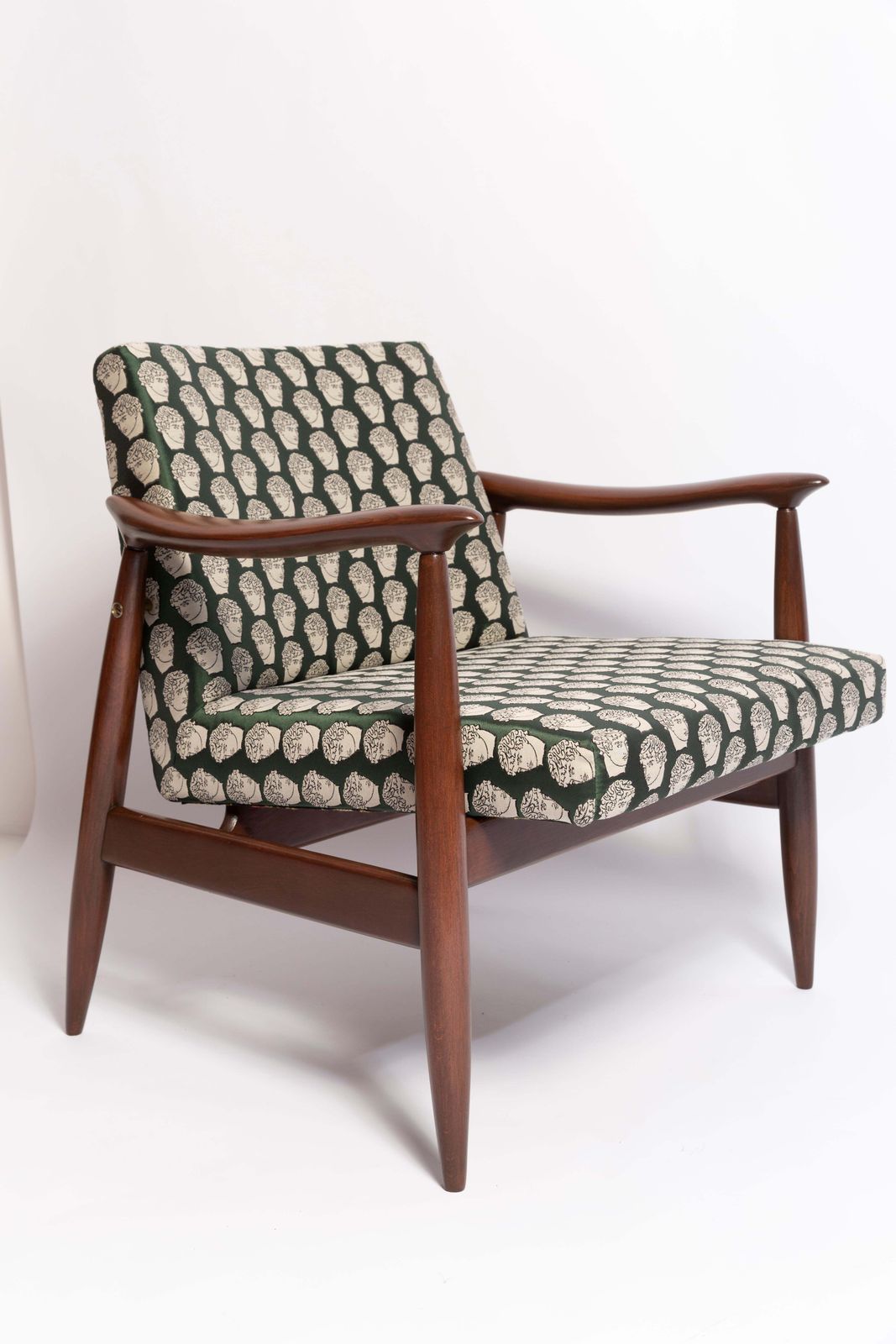 photo for sale Midcentury David Print Emerald Armchair, Designed By J Kedziorek, Europe, 1960s