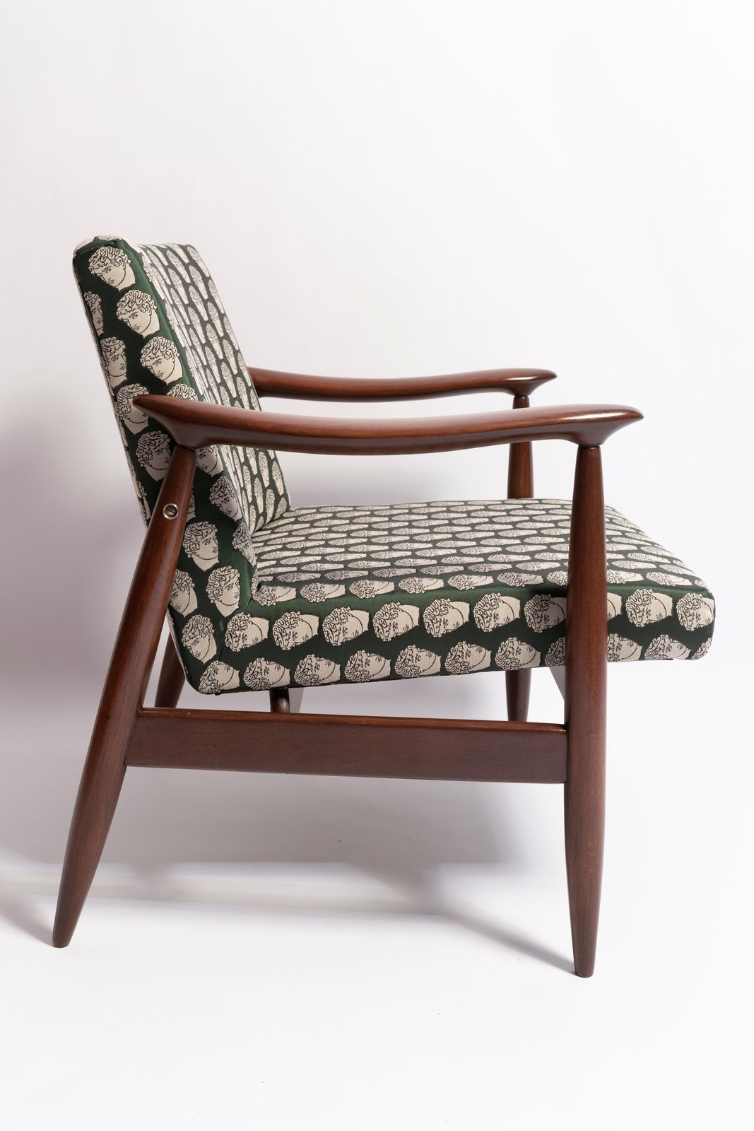 Meubels Mid Century David Print Emerald Fauteuil, Ontworpen Door J. Kedziorek, Europa, Jaren 1960 photo