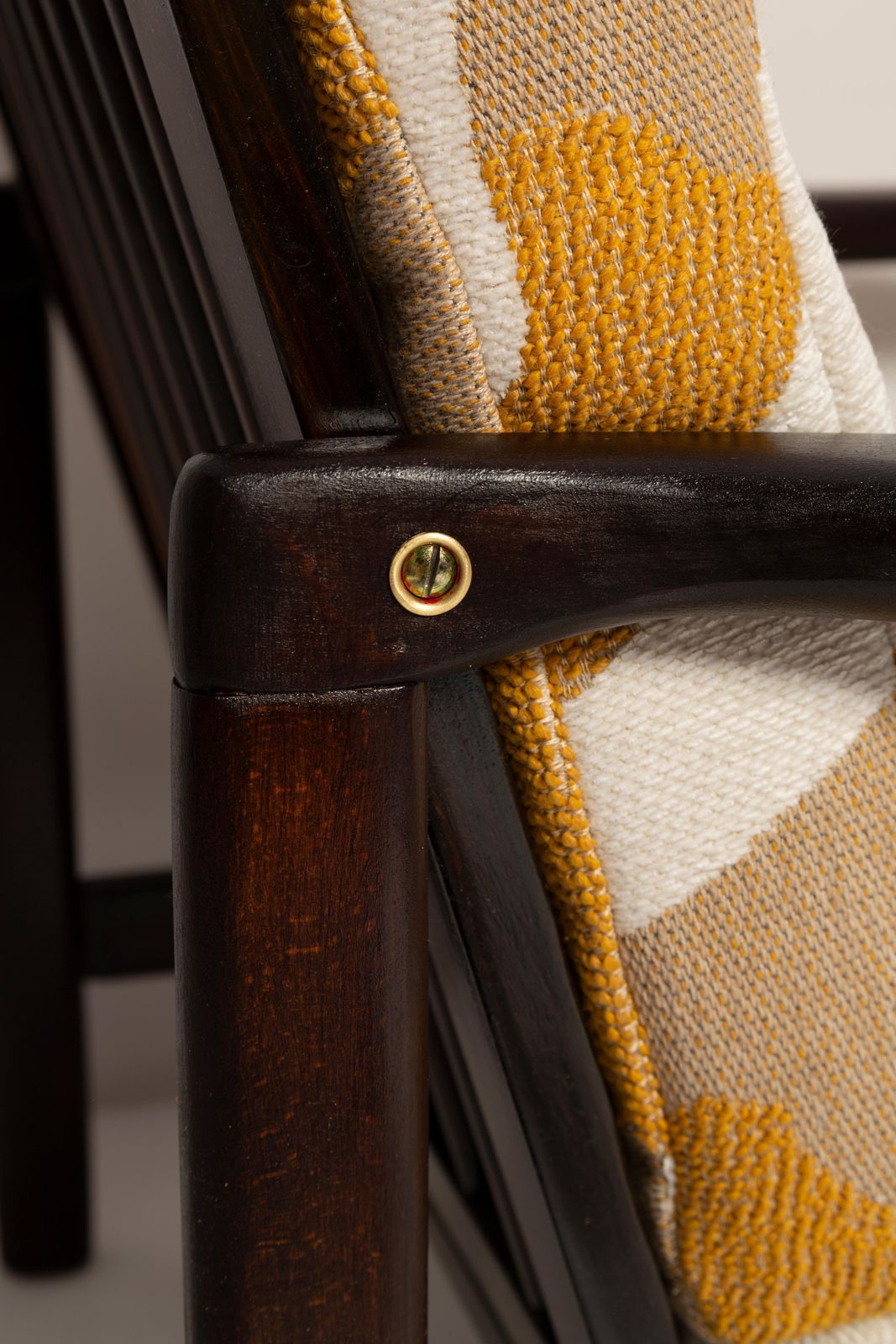 Mid Century Yellow And White Camouflage Armchair, Zenon Baczyk, Poland, 1960s photo Furniture