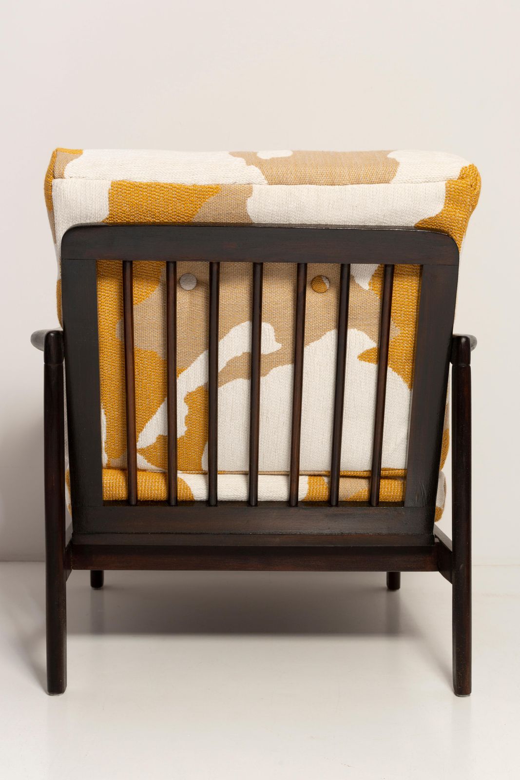 Mid Century Yellow And White Camouflage Armchair, Zenon Baczyk, Poland, 1960s photo buy