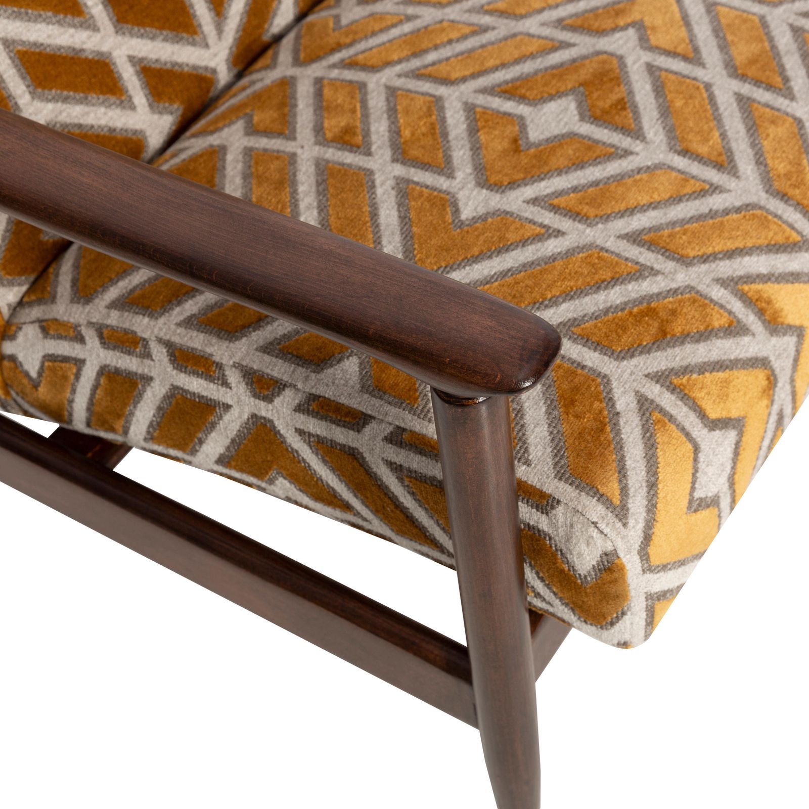 Mid Century Yellow Chenille Velvet Armchair, Edmund Homa, Gfm 142, 1960s, Poland photo for sale