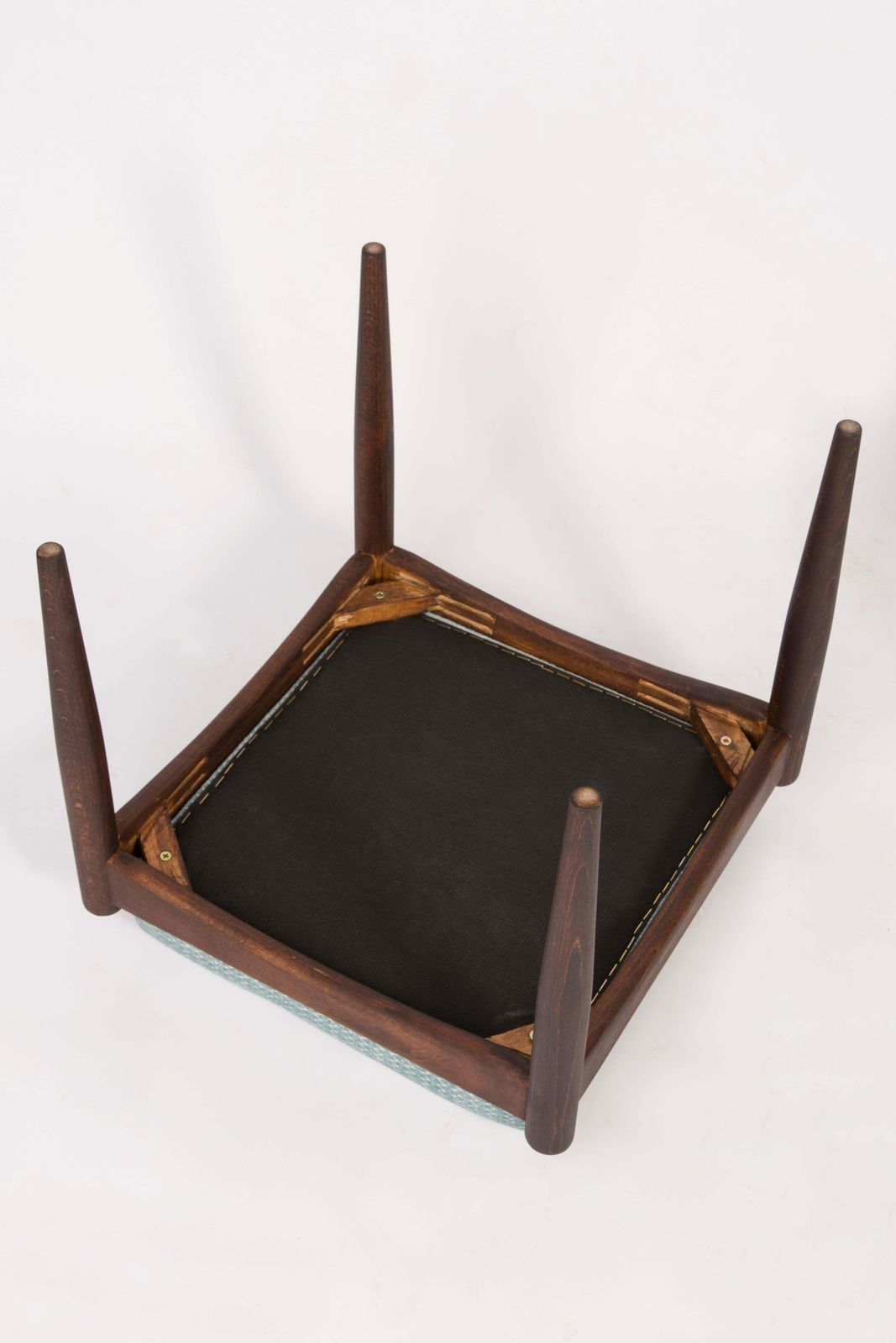 photo vinterior Midcentury Blue Velvet Armchair With Stool, Zenon Baczyk, 1960s