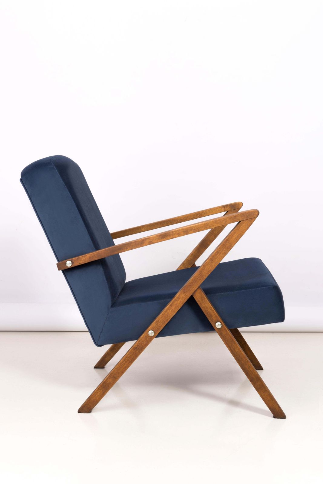 20th Century Unique Zet Armchair, Navy Velvet, 1970s, Poland photo 2296.0