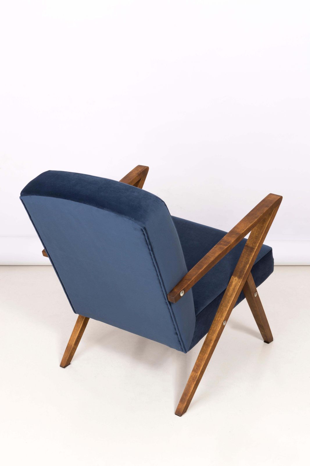 20th Century Unique Zet Armchair, Navy Velvet, 1970s, Poland photo vinterior