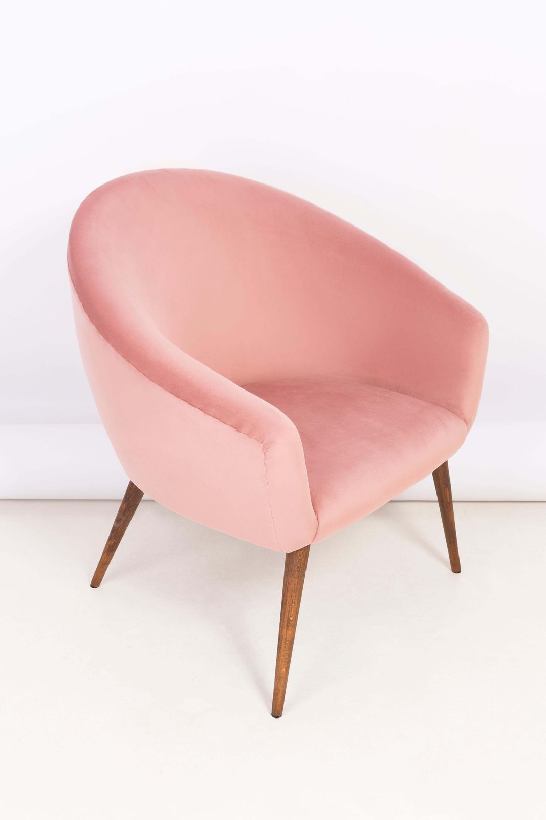 Pair Of 20th Century Pink Velvet Shell Club Armchairs, 1960s photo for sale