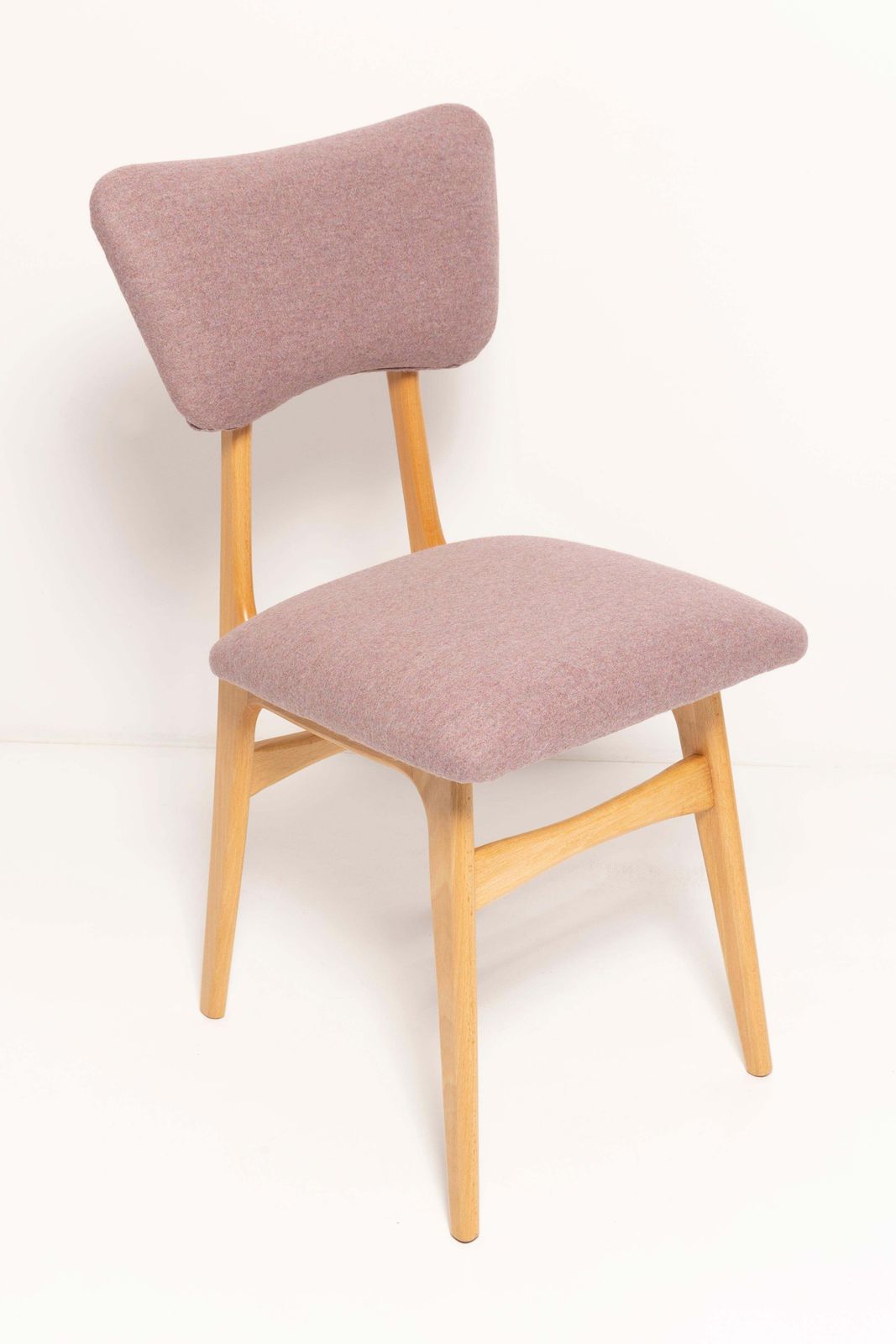 Five 20th Century Butterfly Dining Chairs, Pink Wool, Light Wood, Europe, 1960s photo furniture