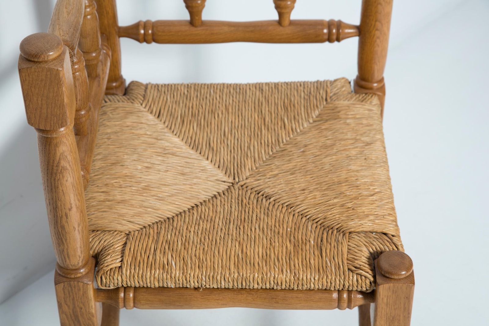 Mid Century Antique Provincial Hand Crafted Bobbin Corner Chair, France, 1940s photo vinterior