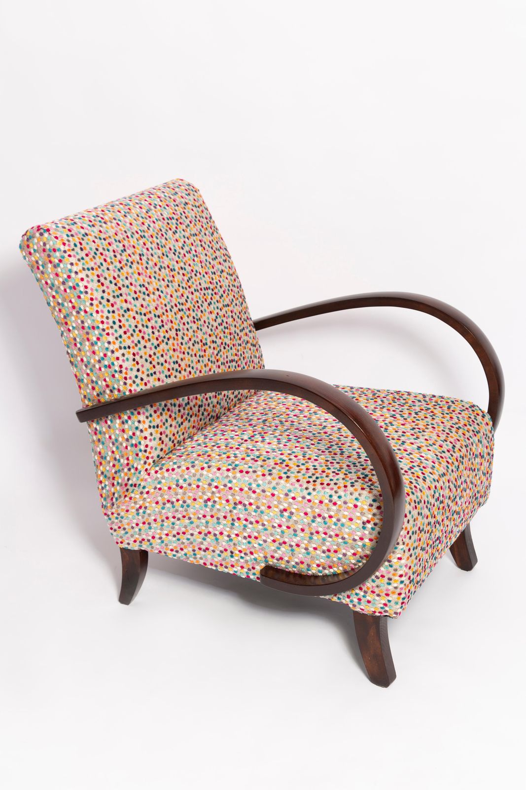 Set Van Twee Mid Century Dots Velvet Fauteuils Van J. Halabala, Tsjechië, Ca. Jaren 1950 photo furniture