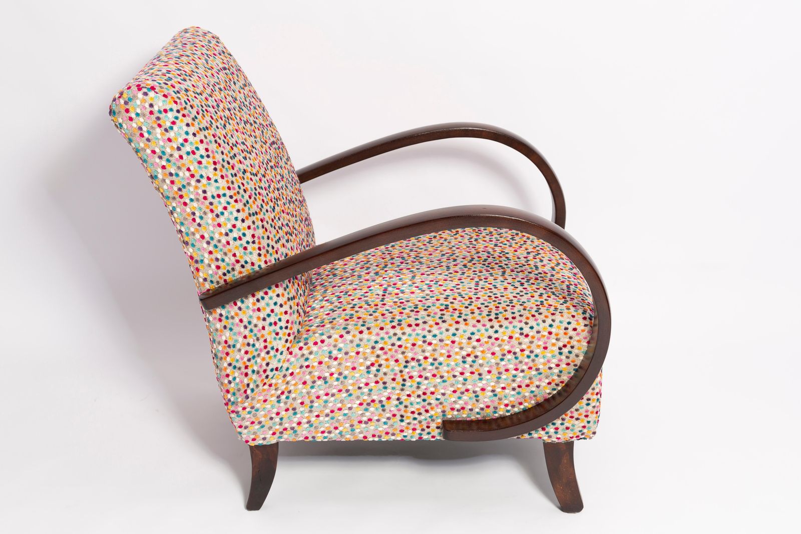 Set Van Twee Mid Century Dots Velvet Fauteuils Van J. Halabala, Tsjechië, Ca. Jaren 1950 photo for sale