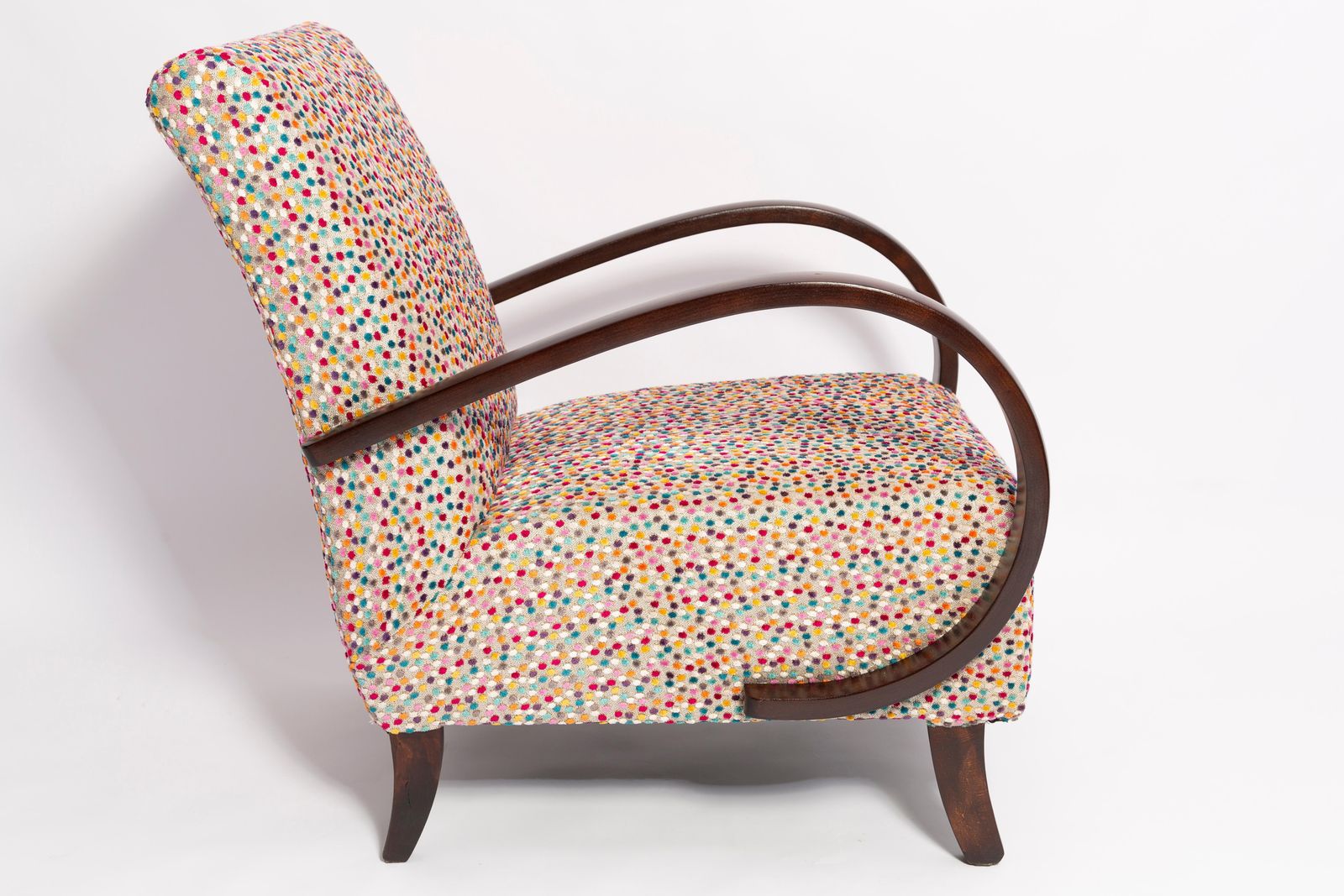 Set Van Twee Mid Century Dots Velvet Fauteuils Van J. Halabala, Tsjechië, Ca. Jaren 1950 photo Meubels