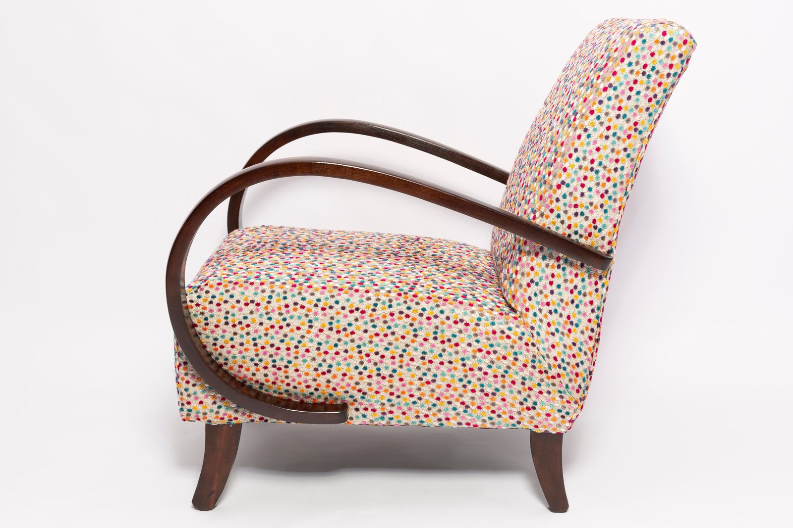 Meubels Set Van Twee Mid Century Dots Velvet Fauteuils Van J. Halabala, Tsjechië, Ca. Jaren 1950 photo