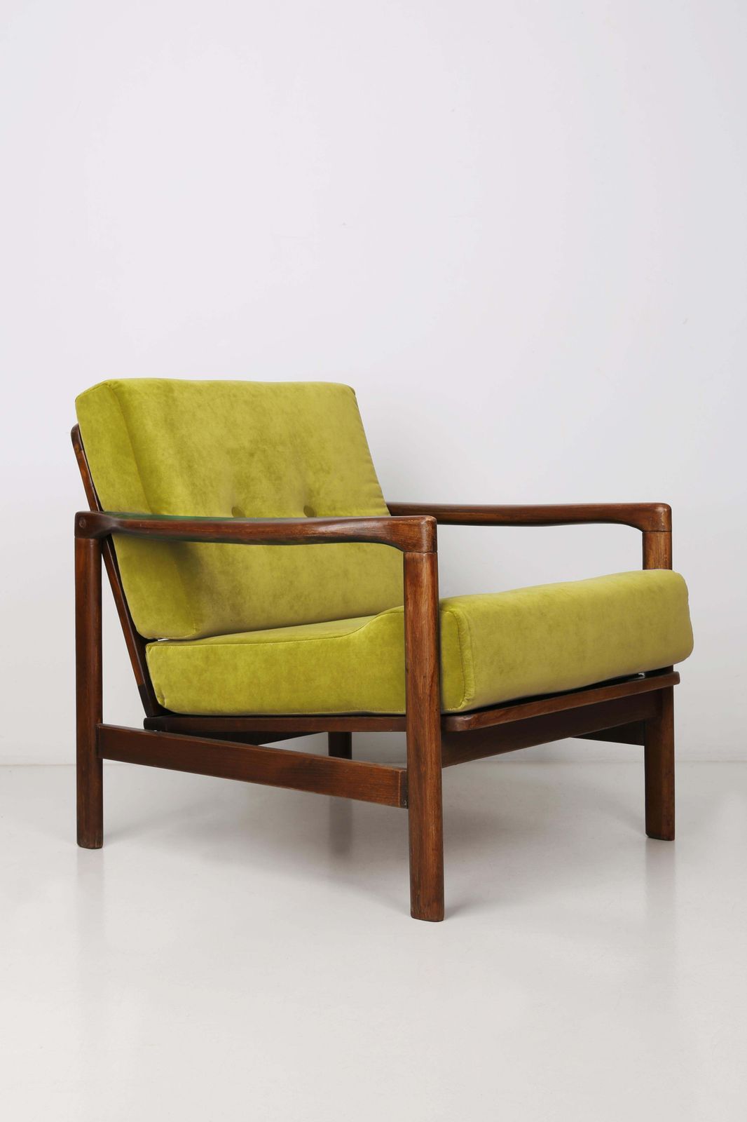 Set Of Two Midcentury Lemon Velvet Armchairs, Zenon Baczyk, 1960s photo furniture
