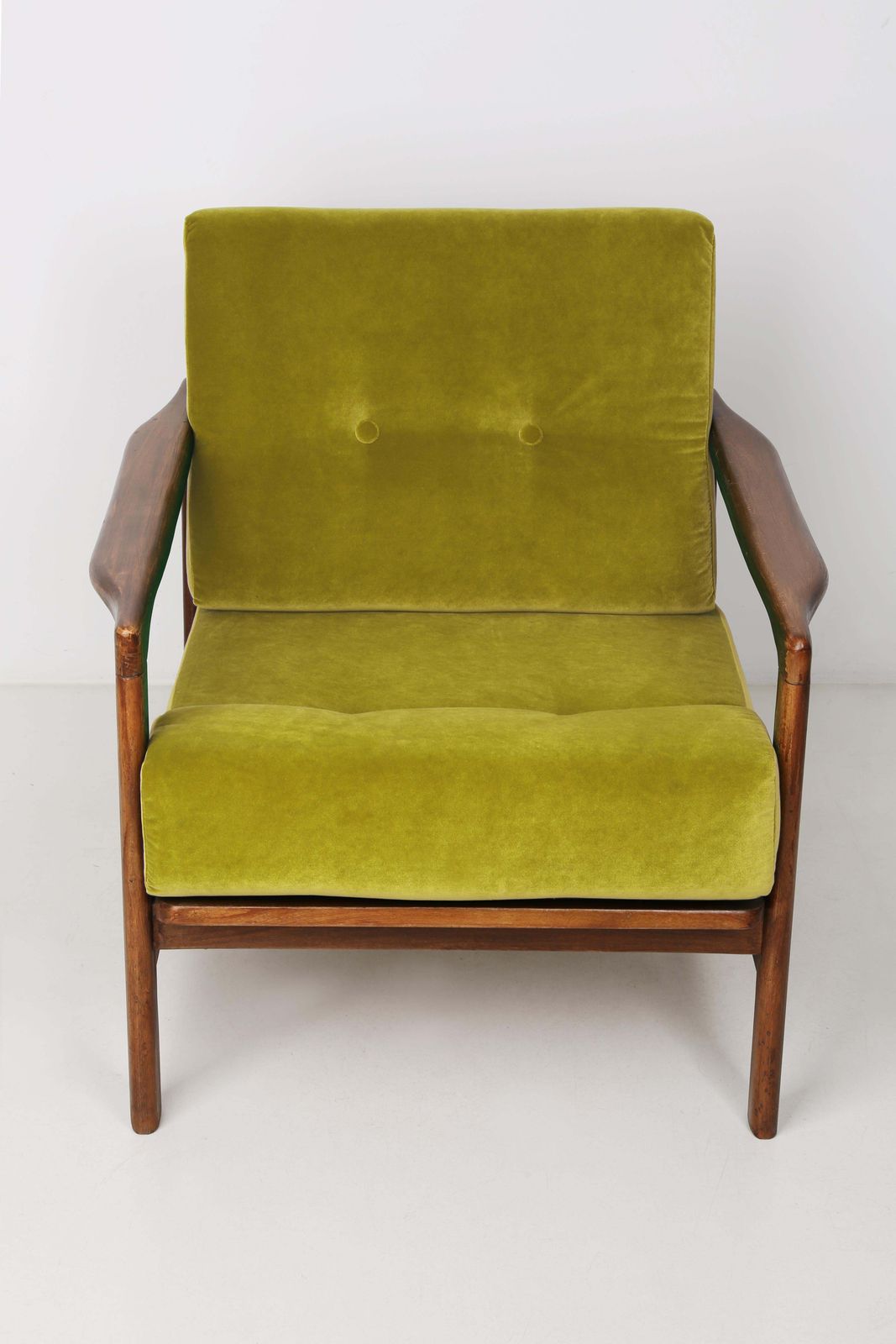 Set Of Two Midcentury Lemon Velvet Armchairs, Zenon Baczyk, 1960s photo Furniture