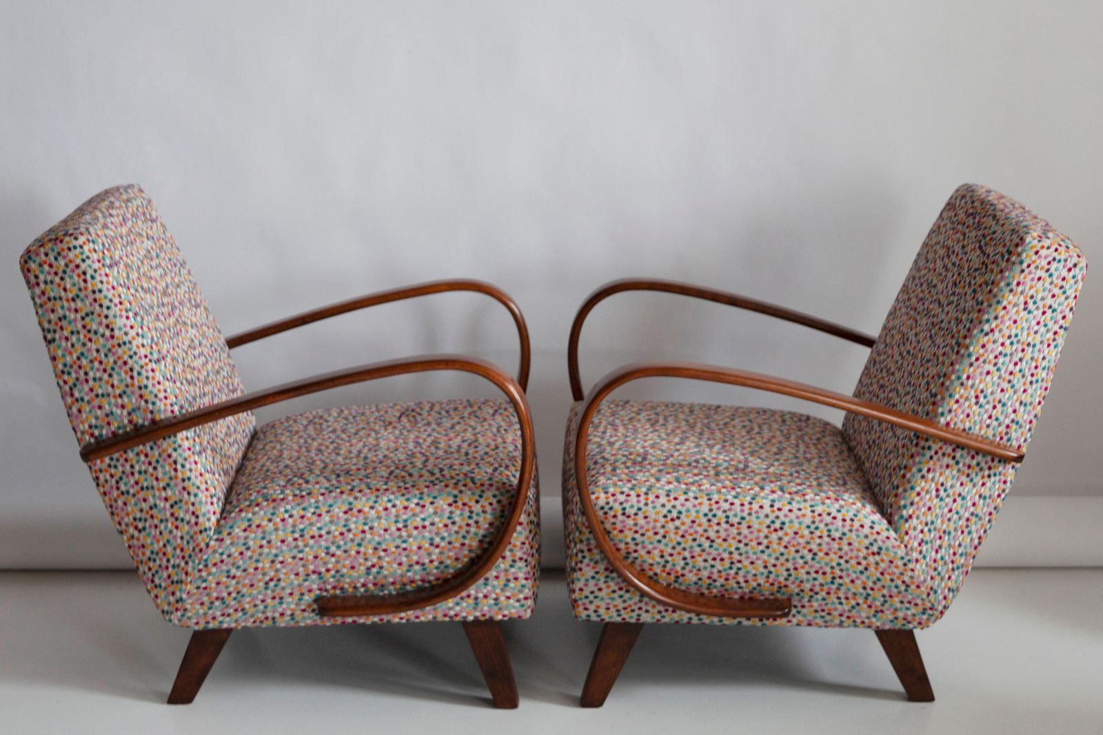 Set Of Two Mid Century Dots Velvet Armchairs By J.Halabala Czech Republic, 1950s photo buy
