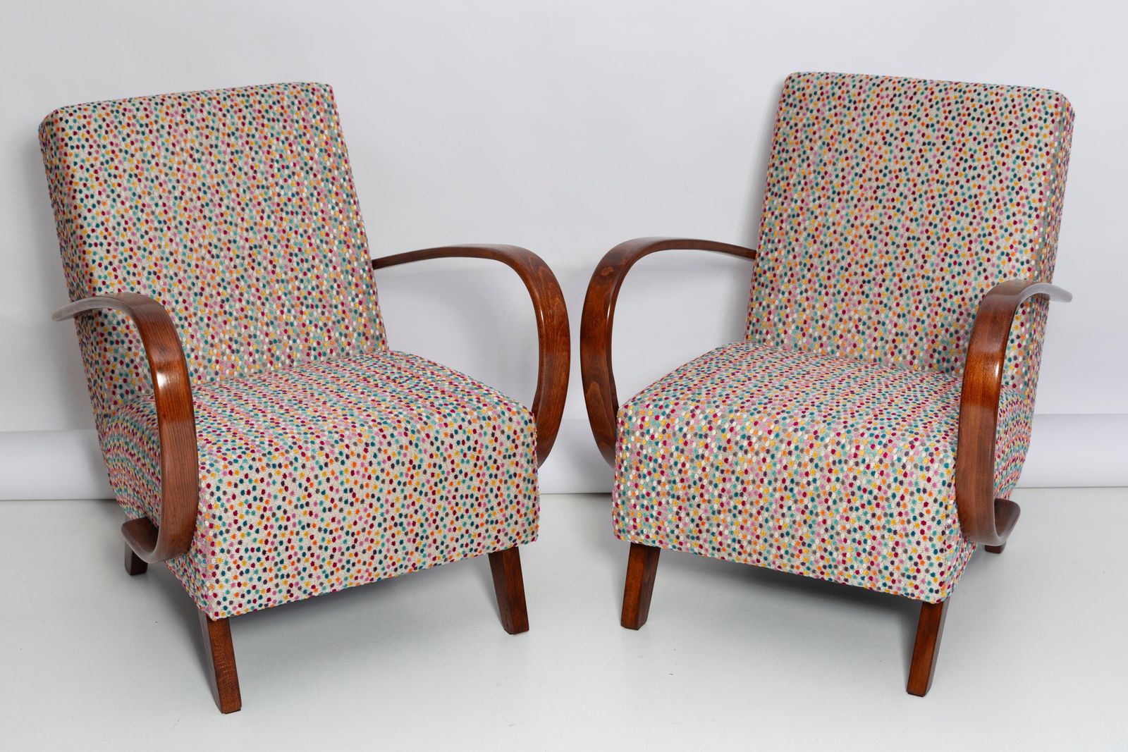 Furniture Set Of Two Mid Century Dots Velvet Armchairs By J.Halabala Czech Republic, 1950s photo