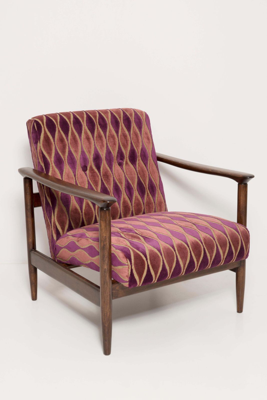 Two Mid 20th Century Pink Pattern Velvet Armchairs, Edmund Homa, Europe, 1960s photo furniture
