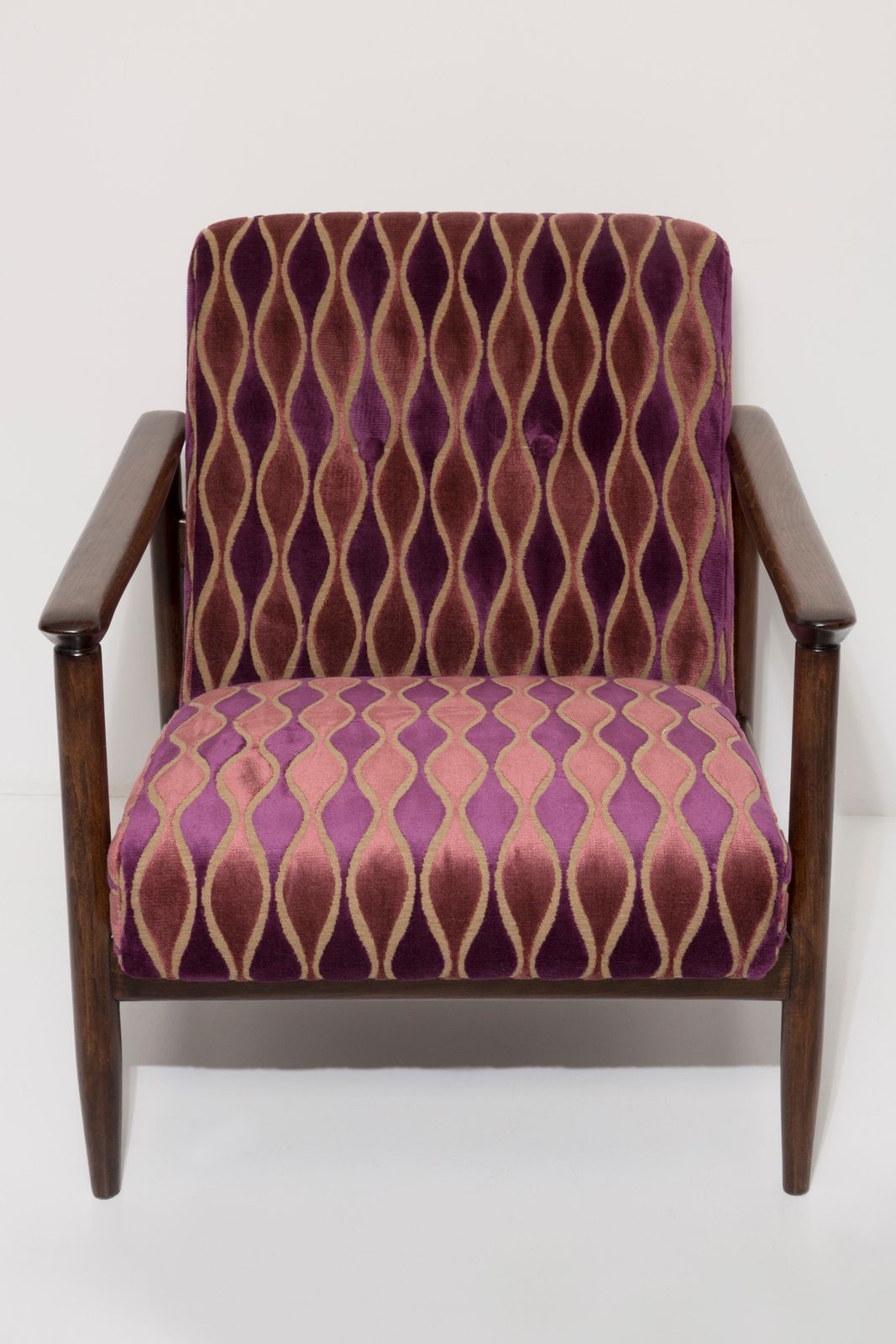 Twee Mid Century Fauteuils Met Roze Patroon Fluweel, Edmund Homa, Europa, Jaren 1960 photo for sale
