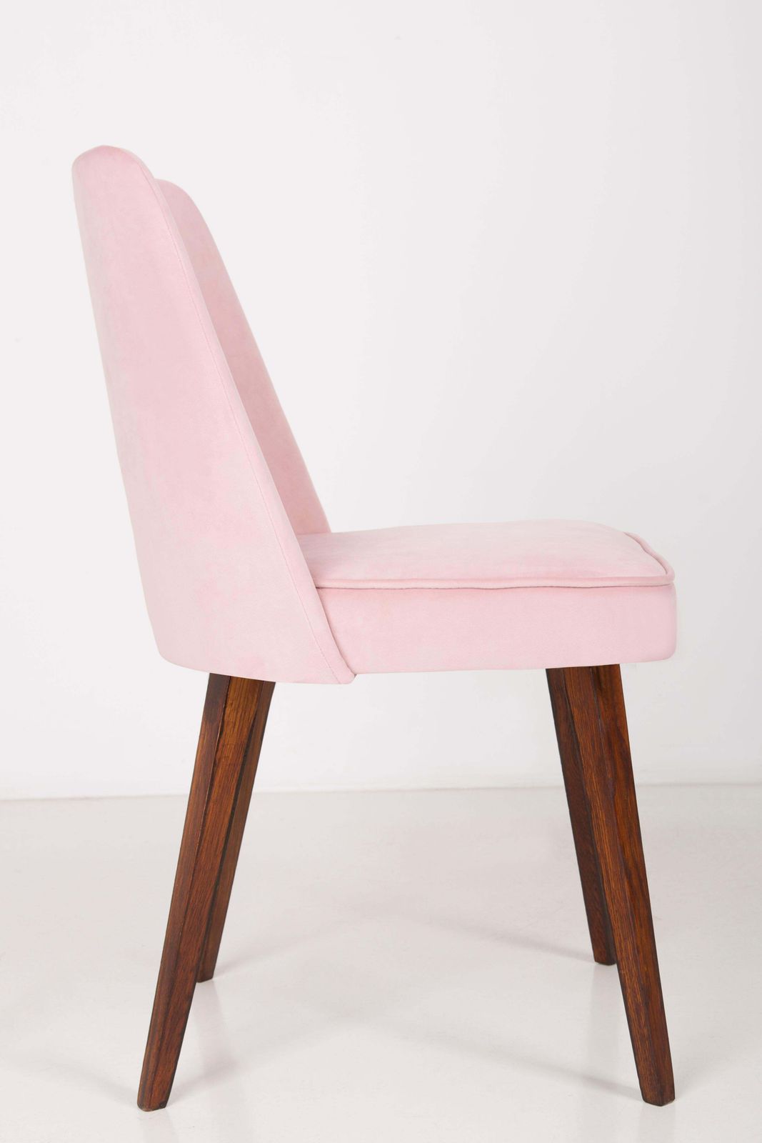 photo for sale Set Of Six Baby Pink Velvet 'Shell' Chairs, 1960s
