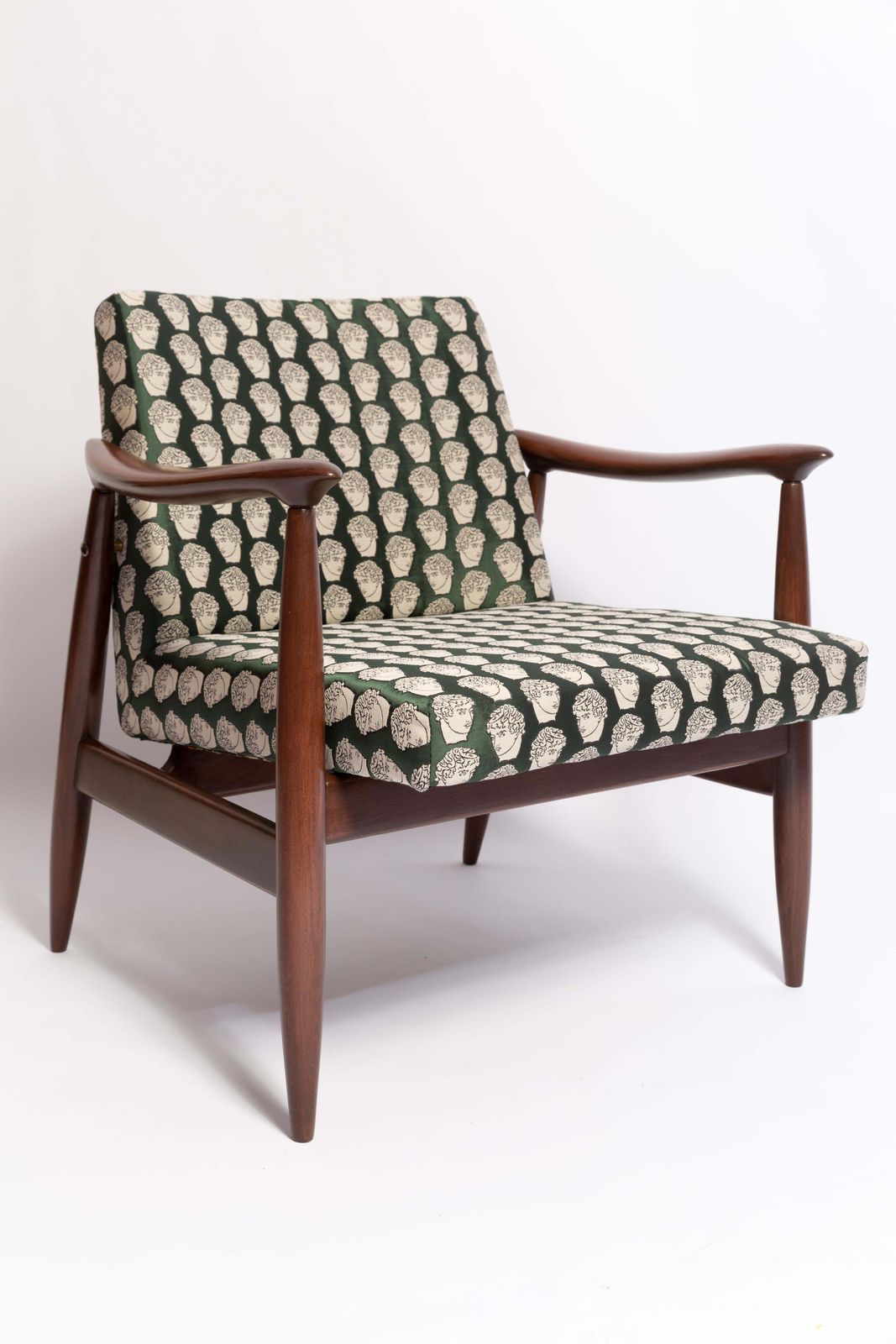 Pair Of Midcentury David Print Emerald Armchairs, By Kedziorek, Europe, 1960s photo 2721.0