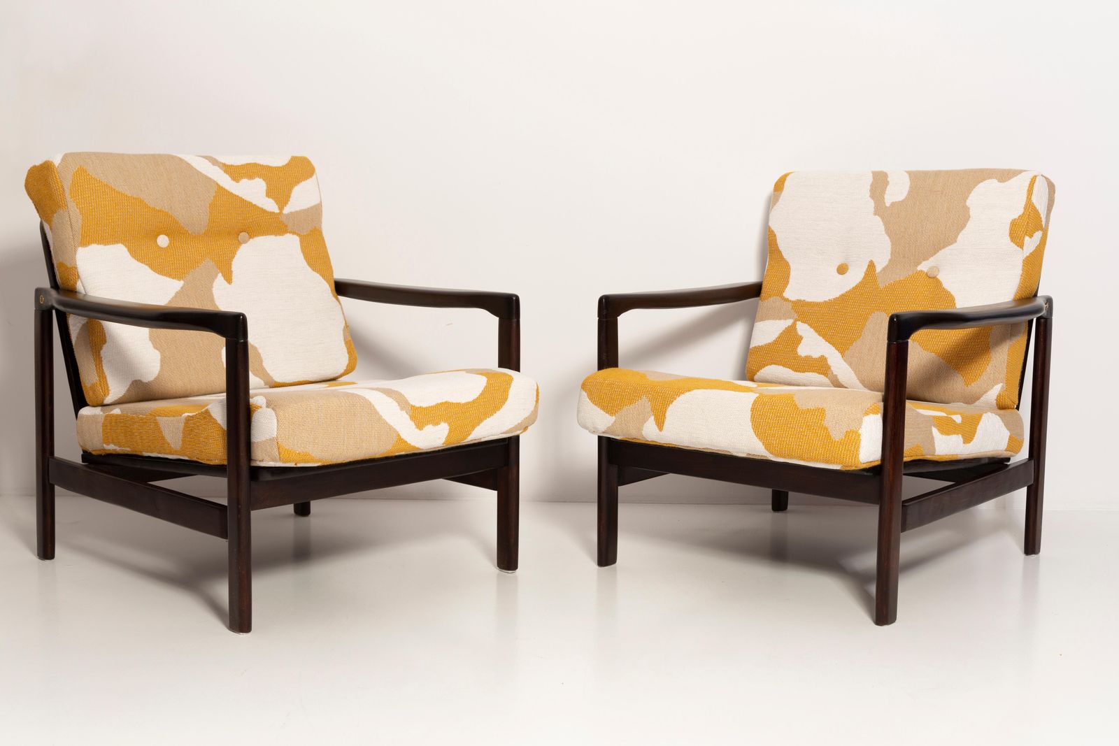Set Of Two Mid Century Camouflage Armchairs, Zenon Baczyk, Poland, 1960s photo for sale