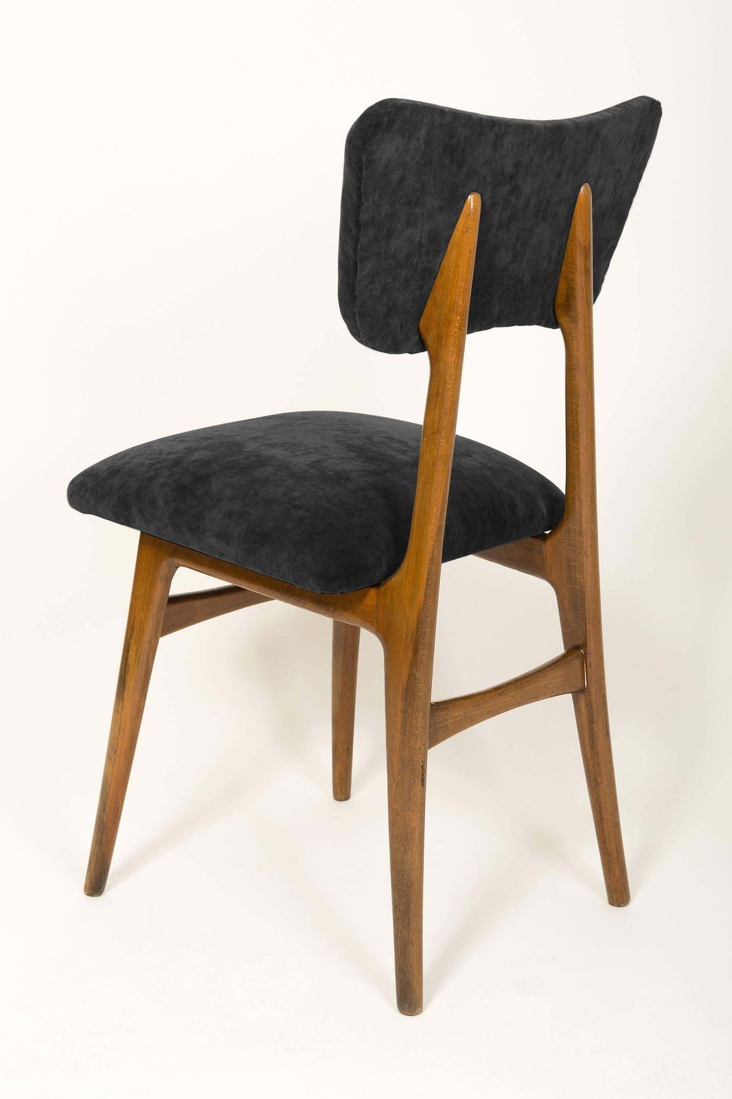 Set Of Six 20th Century Black Velvet Chairs, 1960s photo 3061.0