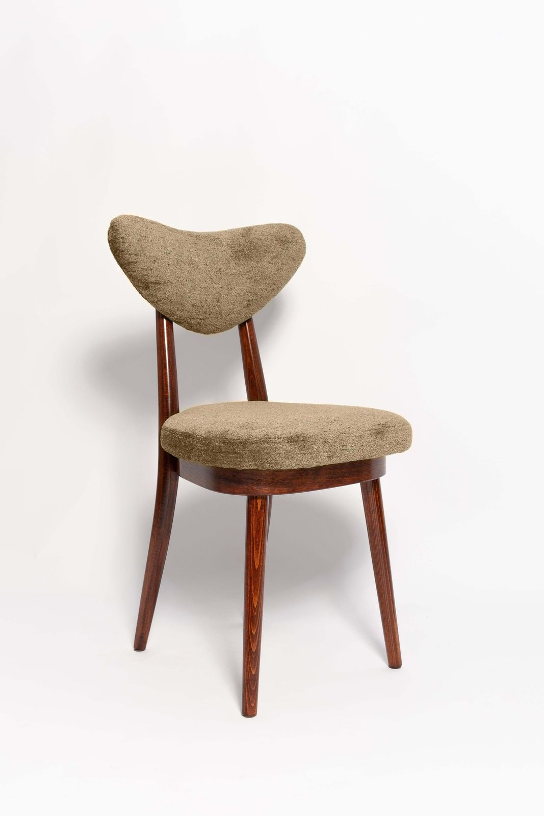 Set Of Six Mid Century Vintage Olive Green Heart Velvet Chairs, Europe, 1960s photo furniture