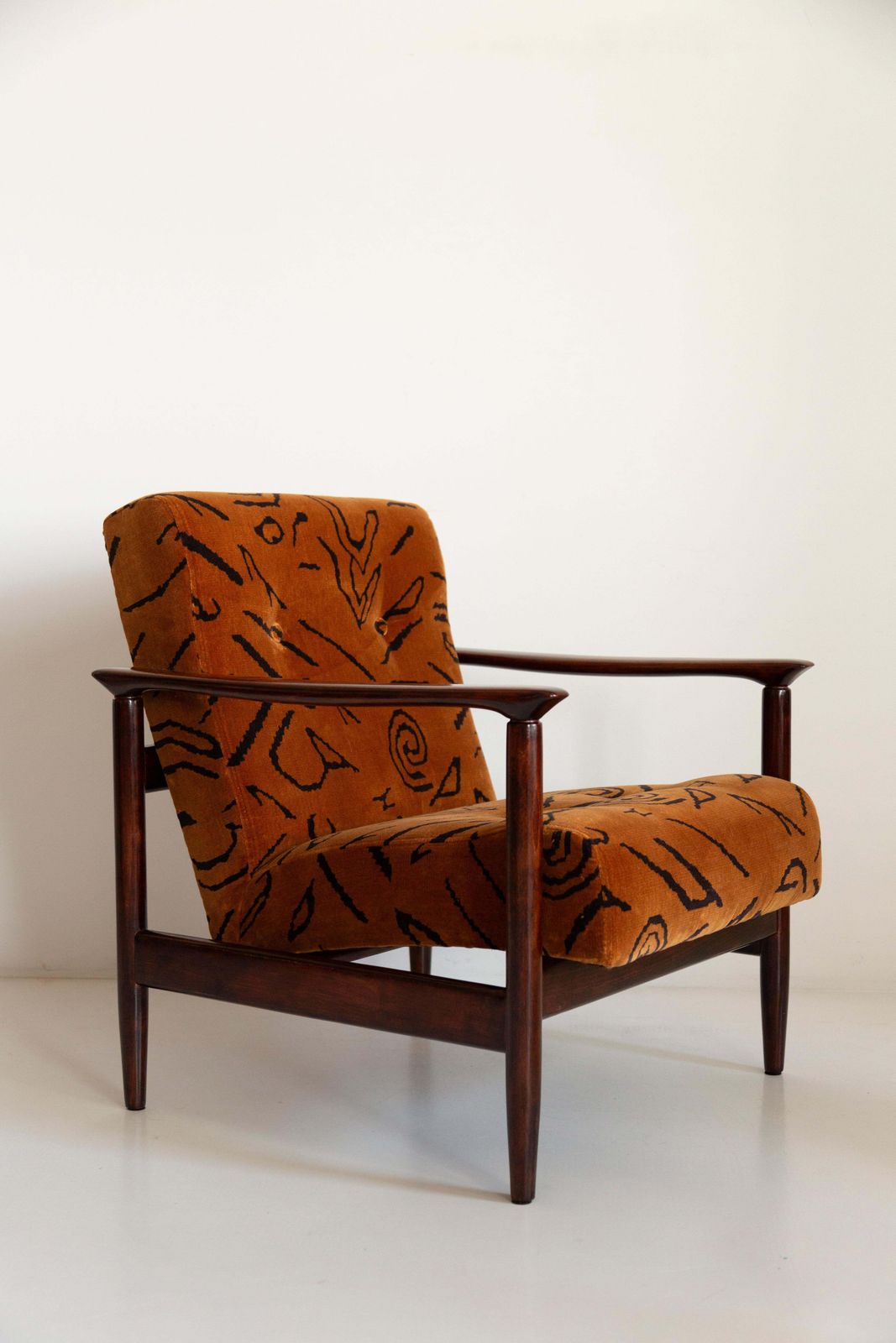 Paar Mid Century Leontigre Jacquard Fauteuils, Gfm 142, E Homa, Europa, Jaren 1960 photo Meubels